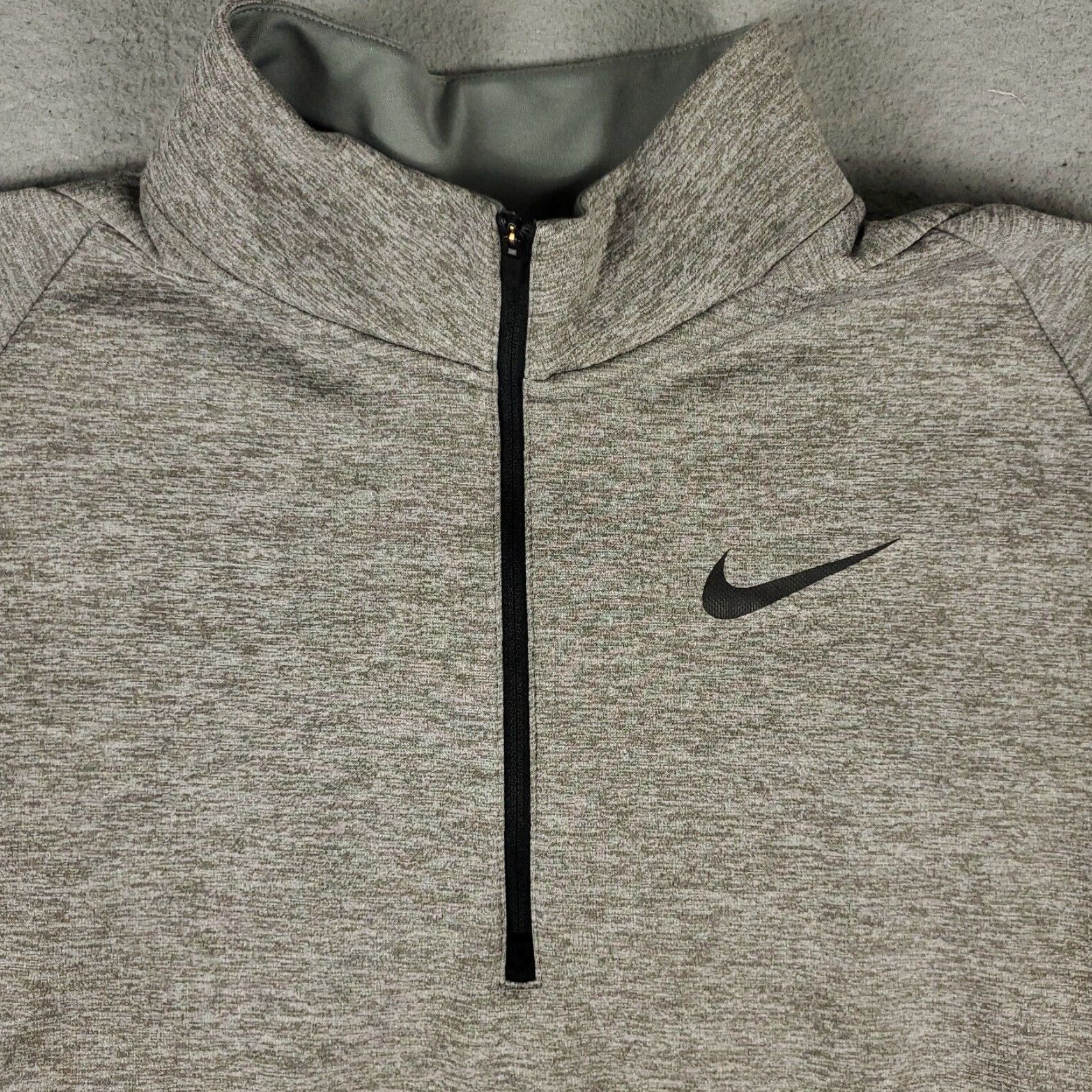 Nike Nike Sweatshirt Mens 2XL Gray Swoosh 1/4 Zip Pullover Mock Neck Long Sleeve Shirt Size US XXL / EU 58 / 5 - 2 Thumbnail
