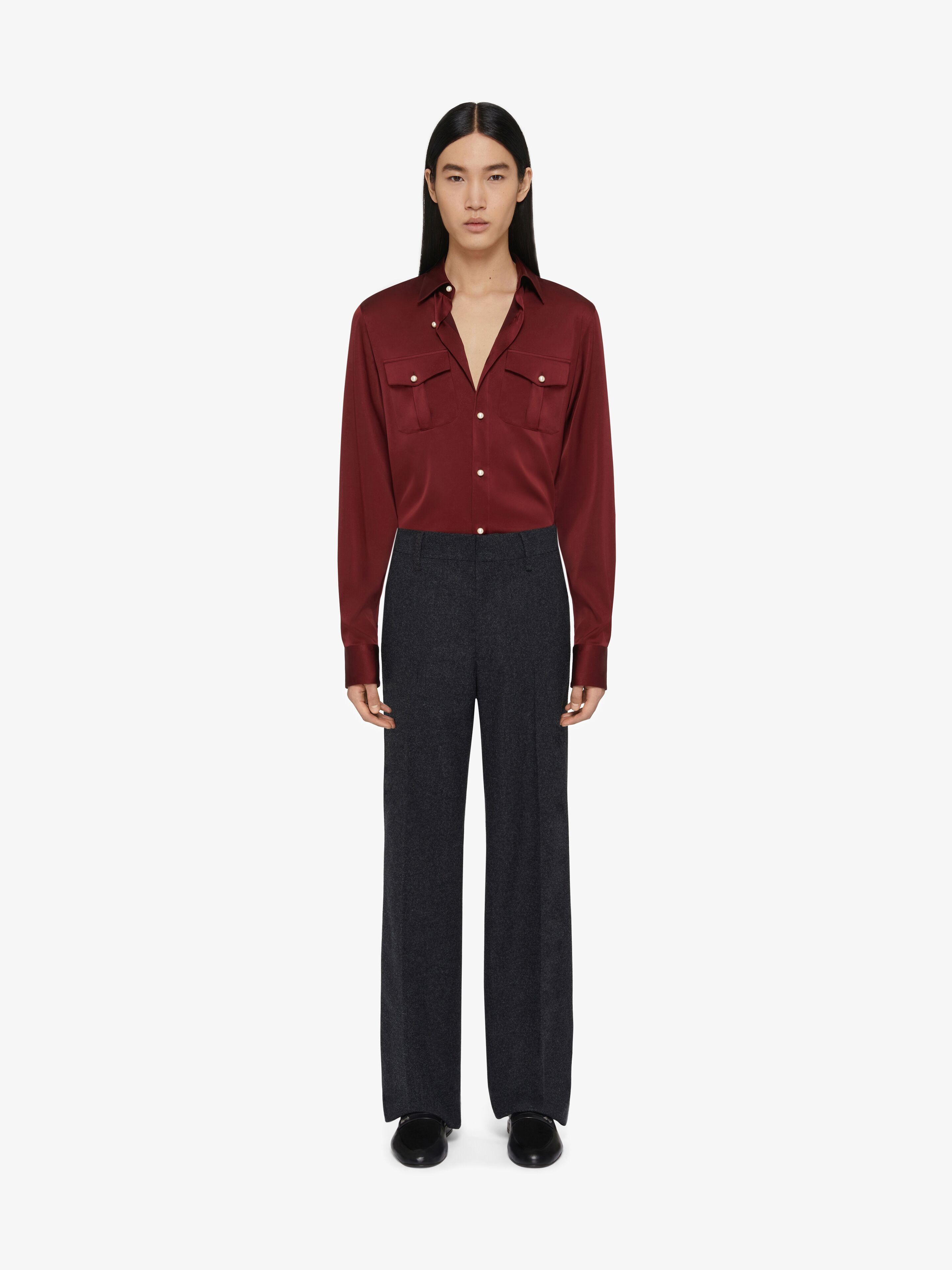 Givenchy o1w1db10925 Tight Fit Shirt With Pockets in Burgundy Size US XL / EU 56 / 4 - 2 Thumbnail
