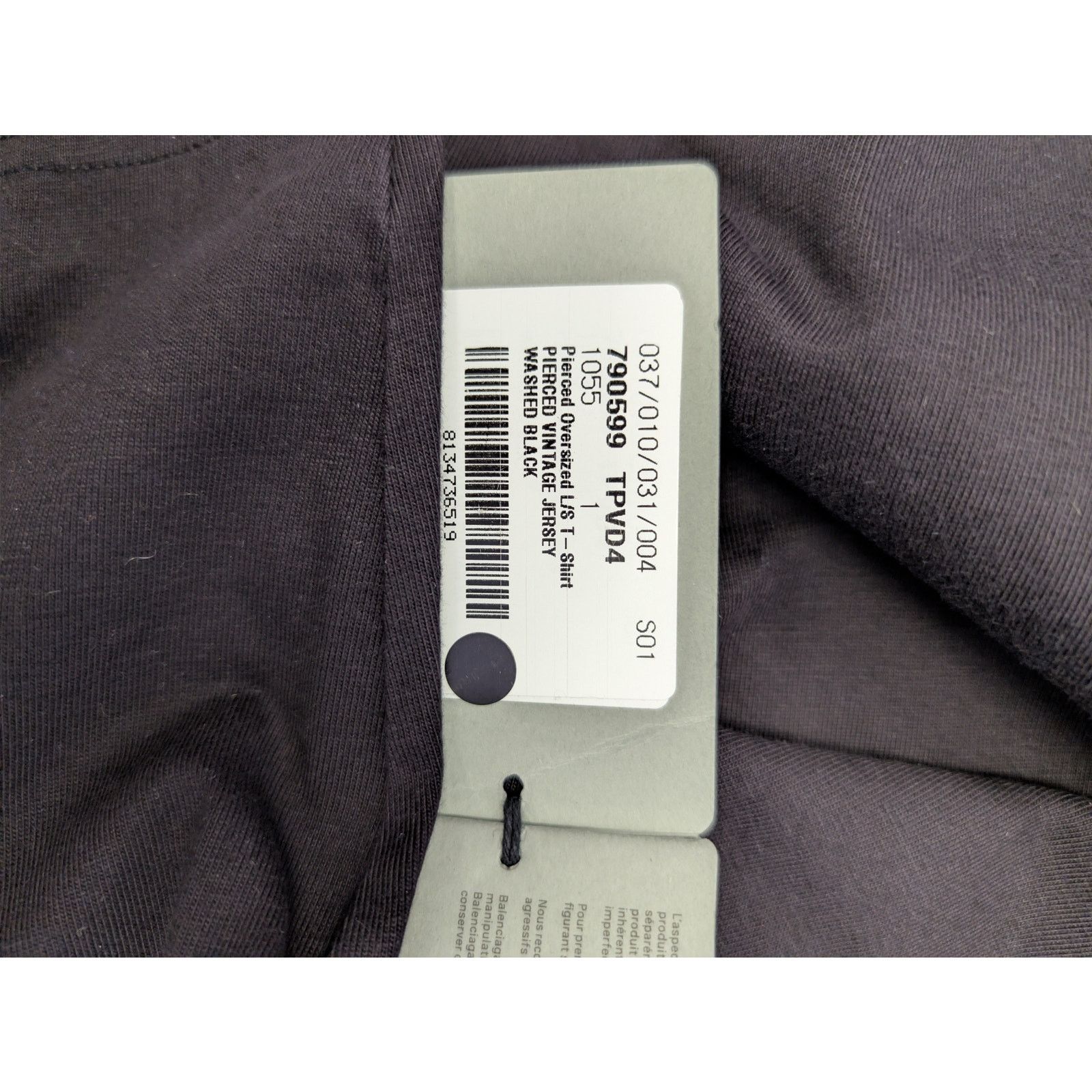 Balenciaga o1rshd1 Pierced Oversized Long Sleeve Jersey T-Shirt Black Size US S / EU 44-46 / 1 - 23 Thumbnail