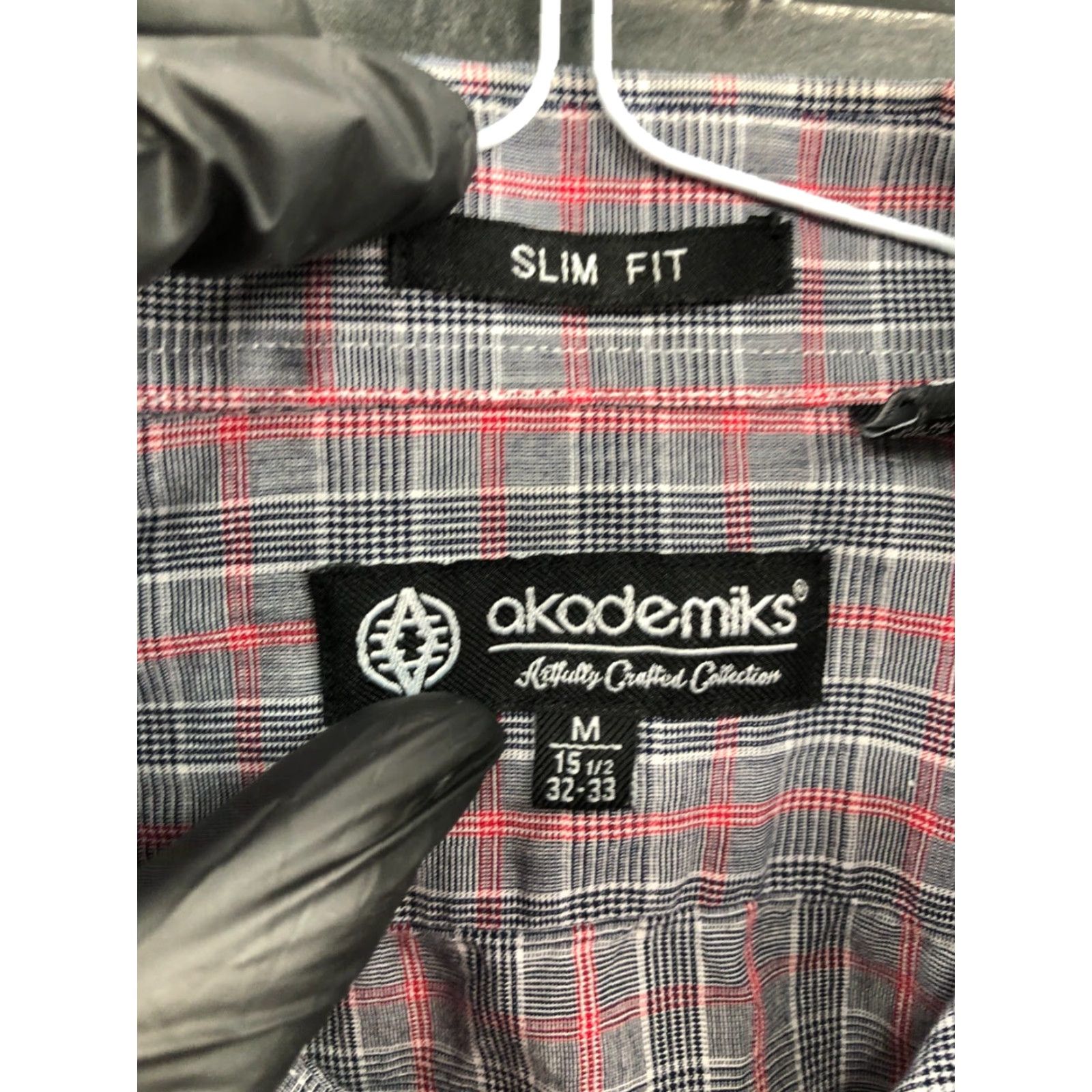 Akademiks Akademiks Slim Fit Shirt Mens M Long Sleeve Spread Collar Gray Plaid Size US M / EU 48-50 / 2 - 6 Thumbnail