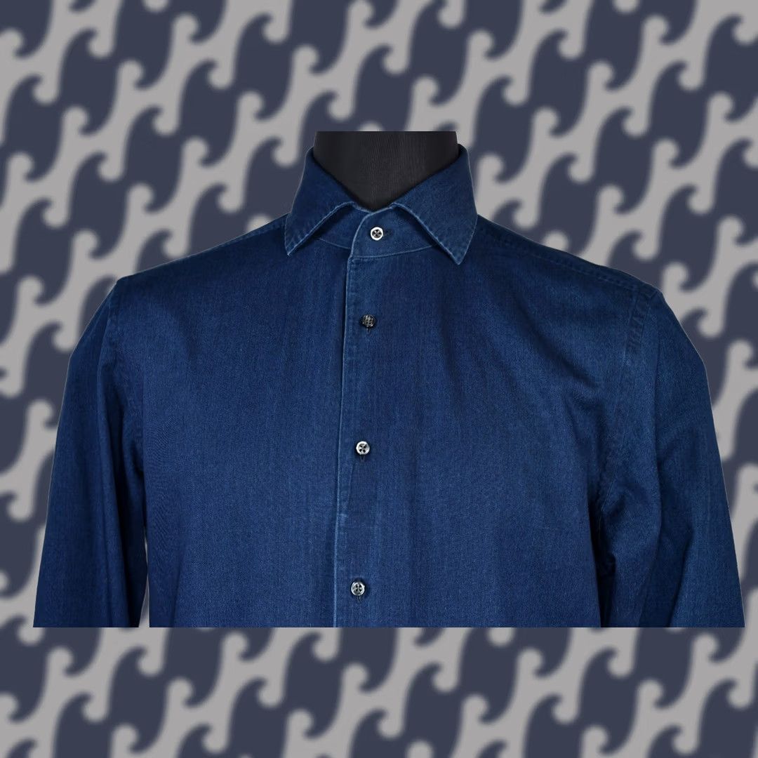 Vintage Boggi Milano Men's Denim Shirt Regular Fit Indigo Cotton L Size US L / EU 52-54 / 3 - 1 Thumbnail