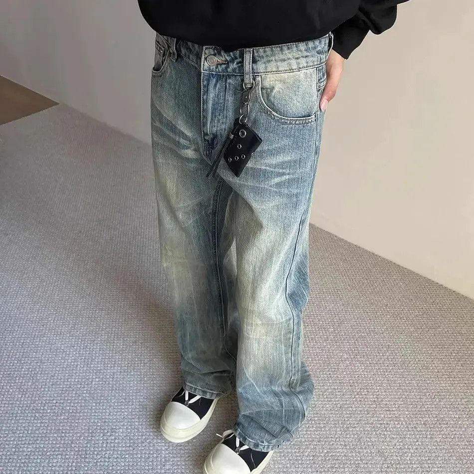 Japanese Brand Retro loose slightly flared cat whisker jeans Size US 32 / EU 48 - 3 Thumbnail