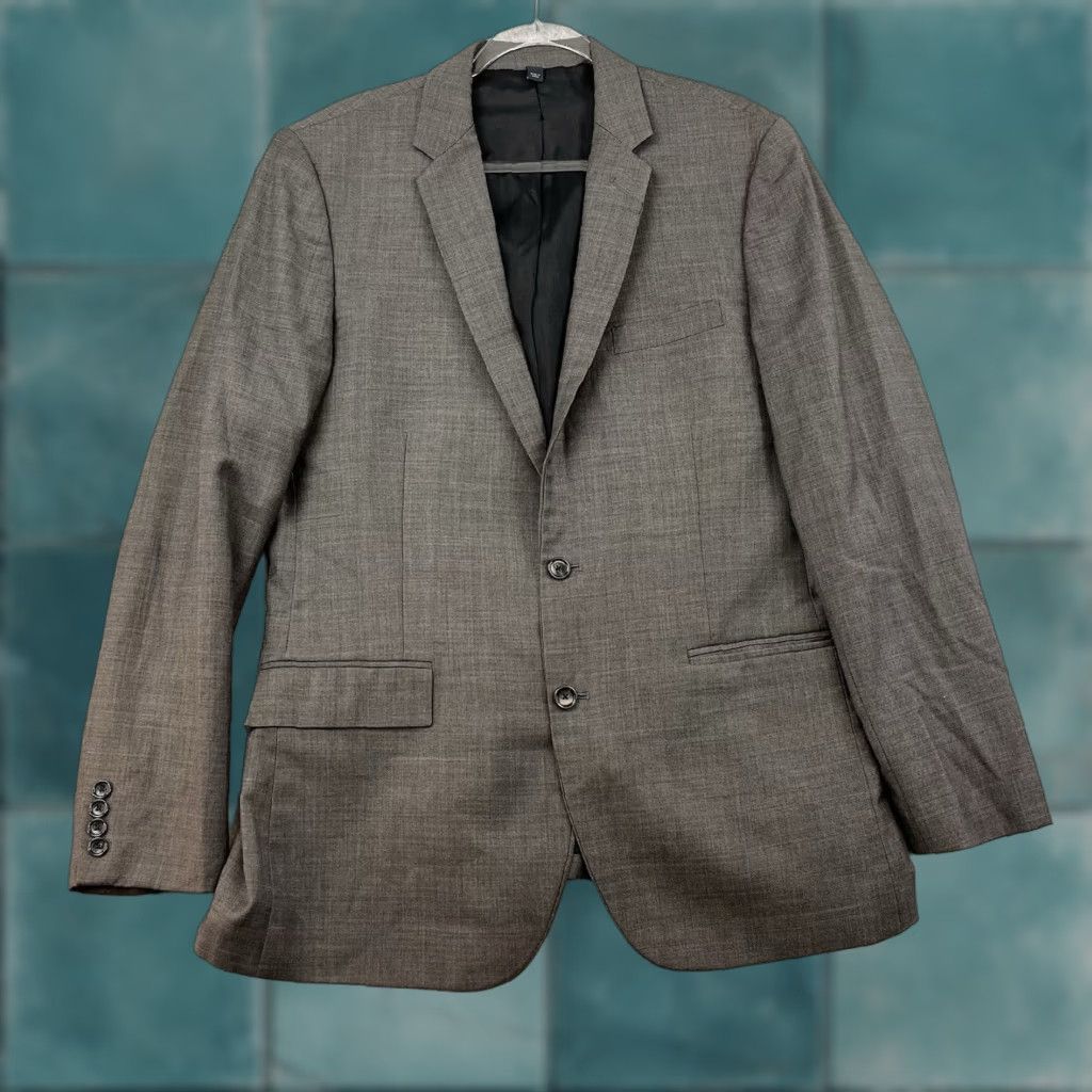 J.Crew J.CREW Blazer Mens 42L 42 Long Thompson Gray Wool Lined Single-Breasted Two-Button Jacket Coat Long Sleeve Business Formal Vintage: No Size 42R - 1 Thumbnail