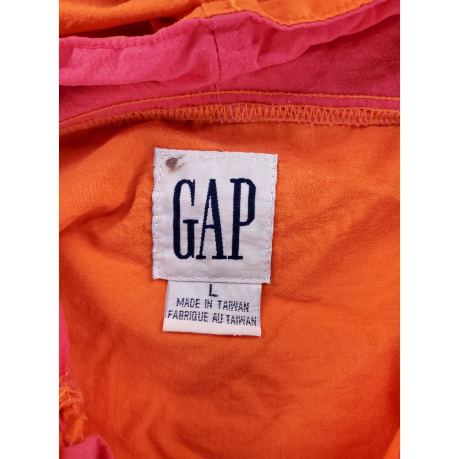 Gap Gap Anorak Windbreaker Jacket Hooded Orange L Mens Long Sleeve Pullover Nylon Orange Aloha Windbreaker Jacket Mens L Size US L / EU 52-54 / 3 - 3 Thumbnail