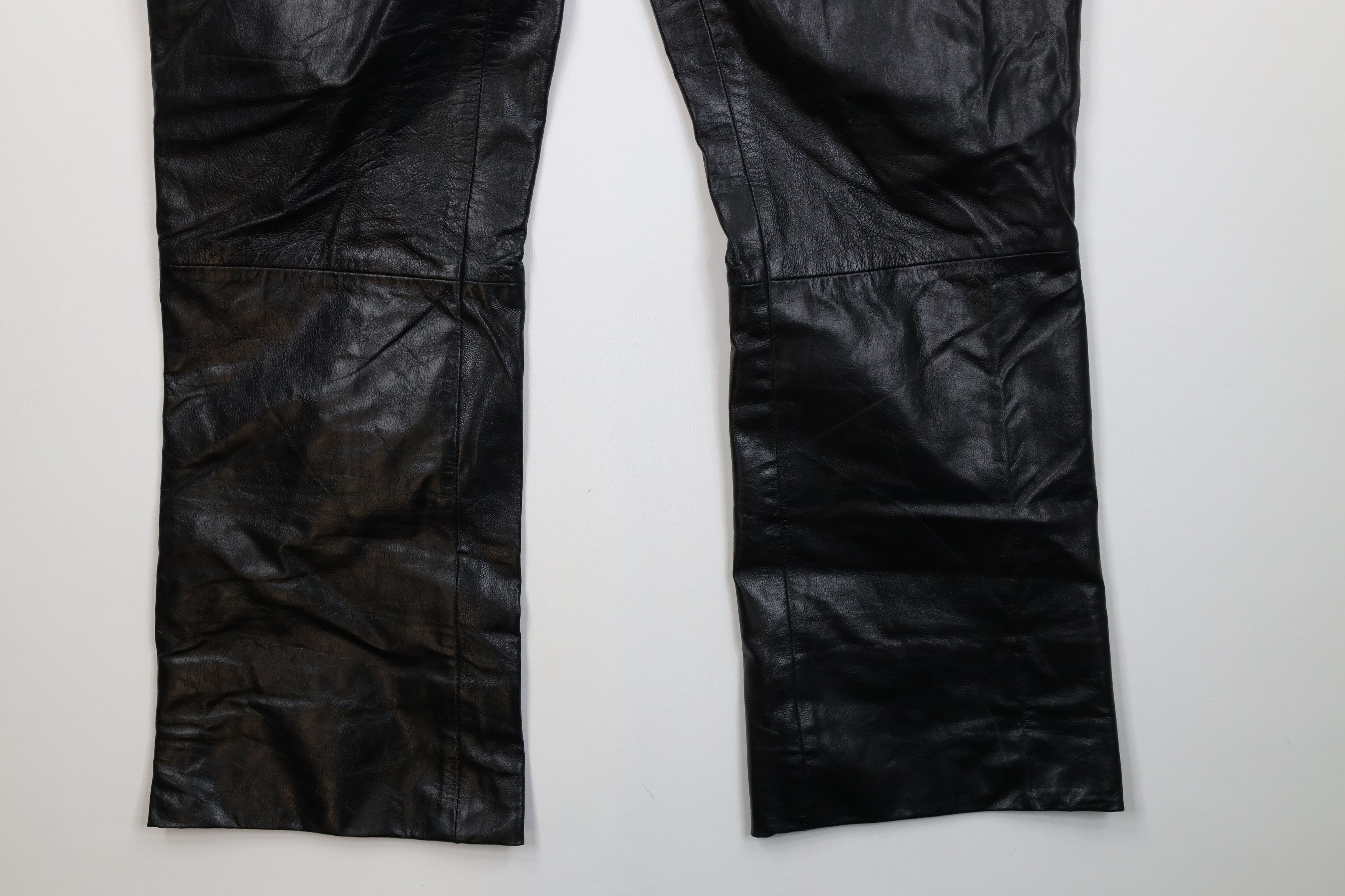 Vintage Vintage 90s Streetwear Flared Wide Leg Leather Pants Size 36" / US 14 / IT 50 - 5 Thumbnail