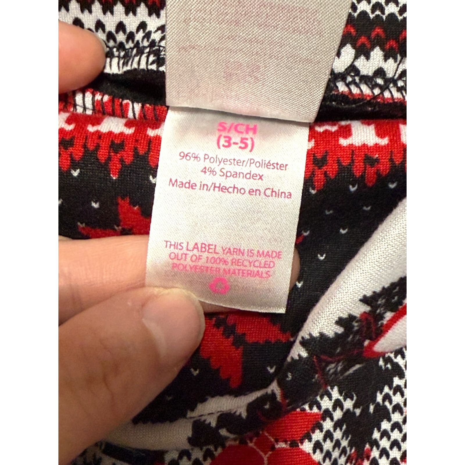 Vintage No Boundaries Leggings, Women’s Small, Black Red White Holiday Winter Lined Ankled Size 28" / US 6 / IT 42 - 5 Thumbnail