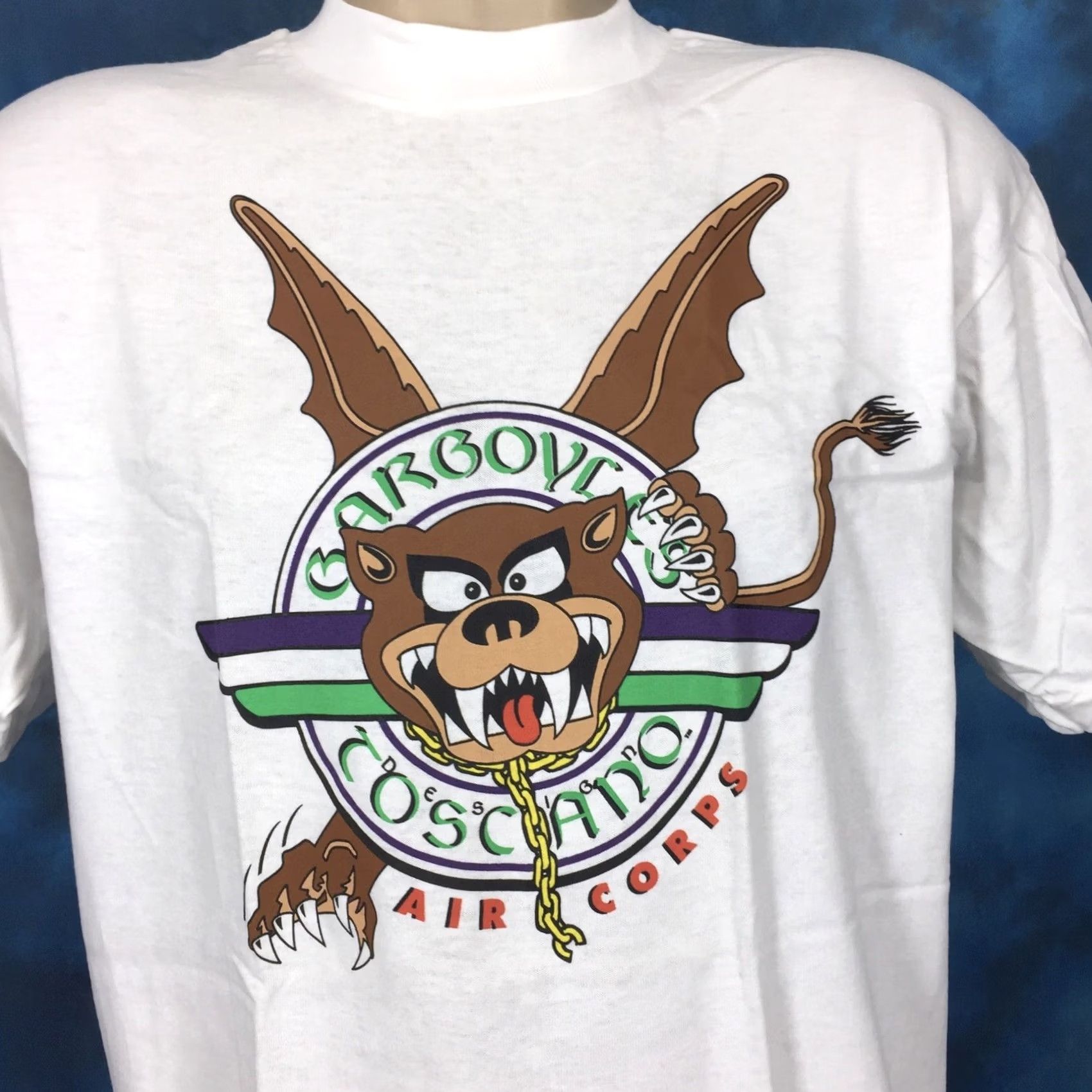 Fruit Of The Loom vtg 90s UNITED STATES ARMY AIR CORPS GARGOYLES TOSCANO T-Shirt L White Men Short Sleeve Crew Neck Cotton Vintage XL? Size US L / EU 52-54 / 3 - 3 Thumbnail