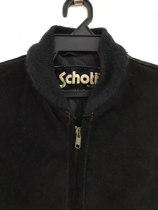 Vintage Rare 90s Schott Suede Black Leather Bomber Jacket | Grailed