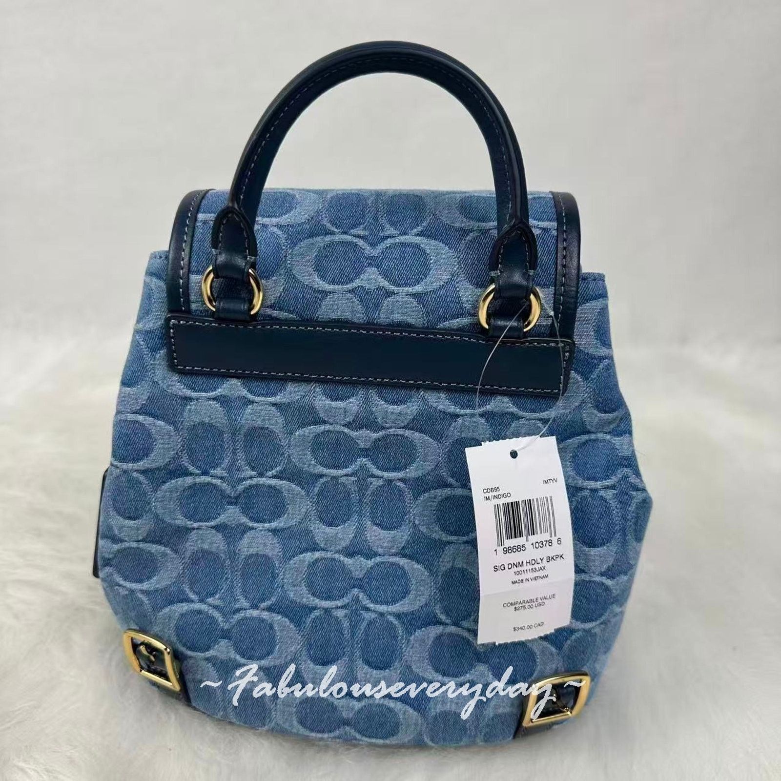 Coach Coach Hadley Backpack In Signature Denim Gold/Indigo Size ONE SIZE - 4 Thumbnail