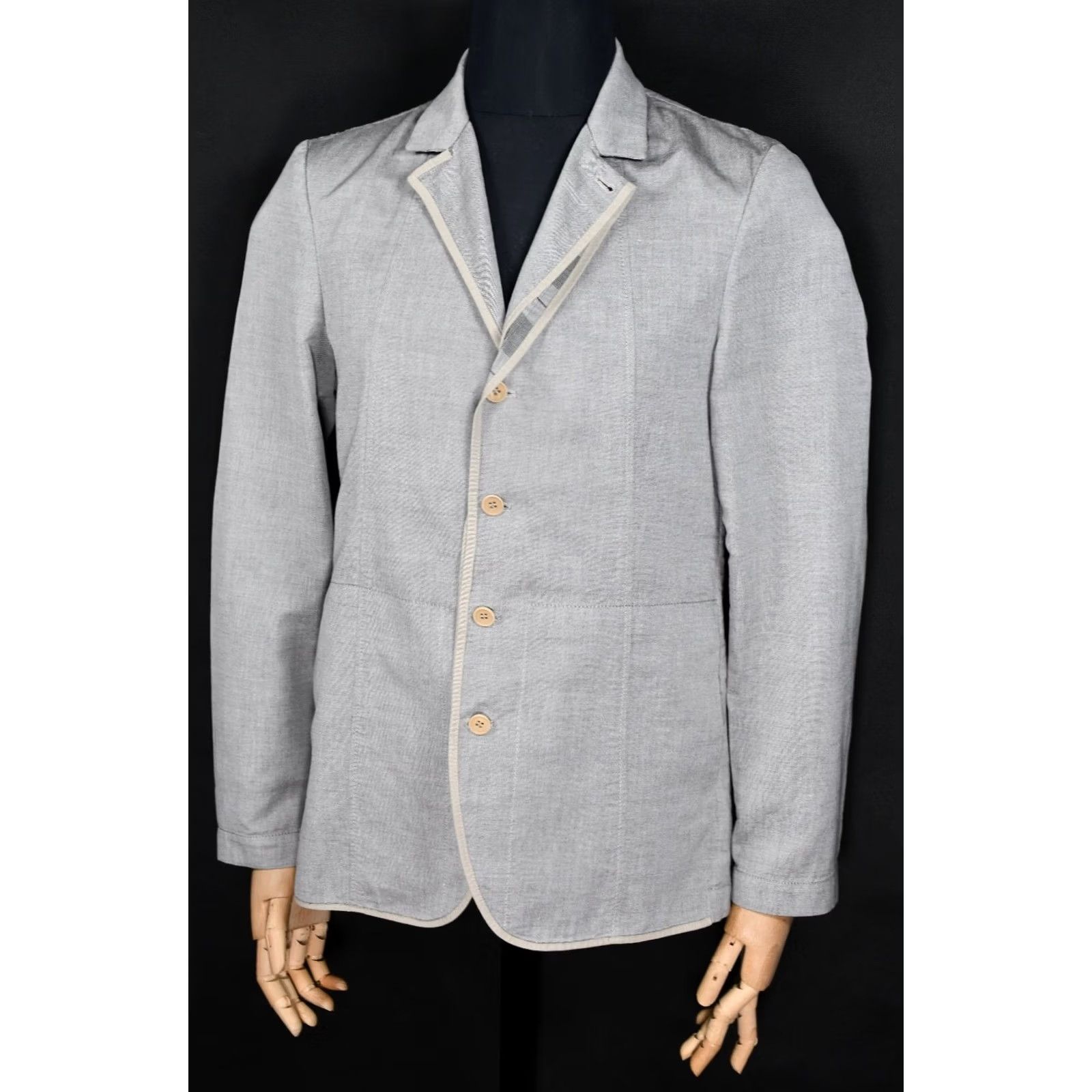 Vintage VINTAGE Marithe Francois Girbaud Blazer Jacket Men 50 Gray Cotton Solid Button Blazer 50 Mens Modern Fit 50s 60s 70s Size 50R - 6 Thumbnail