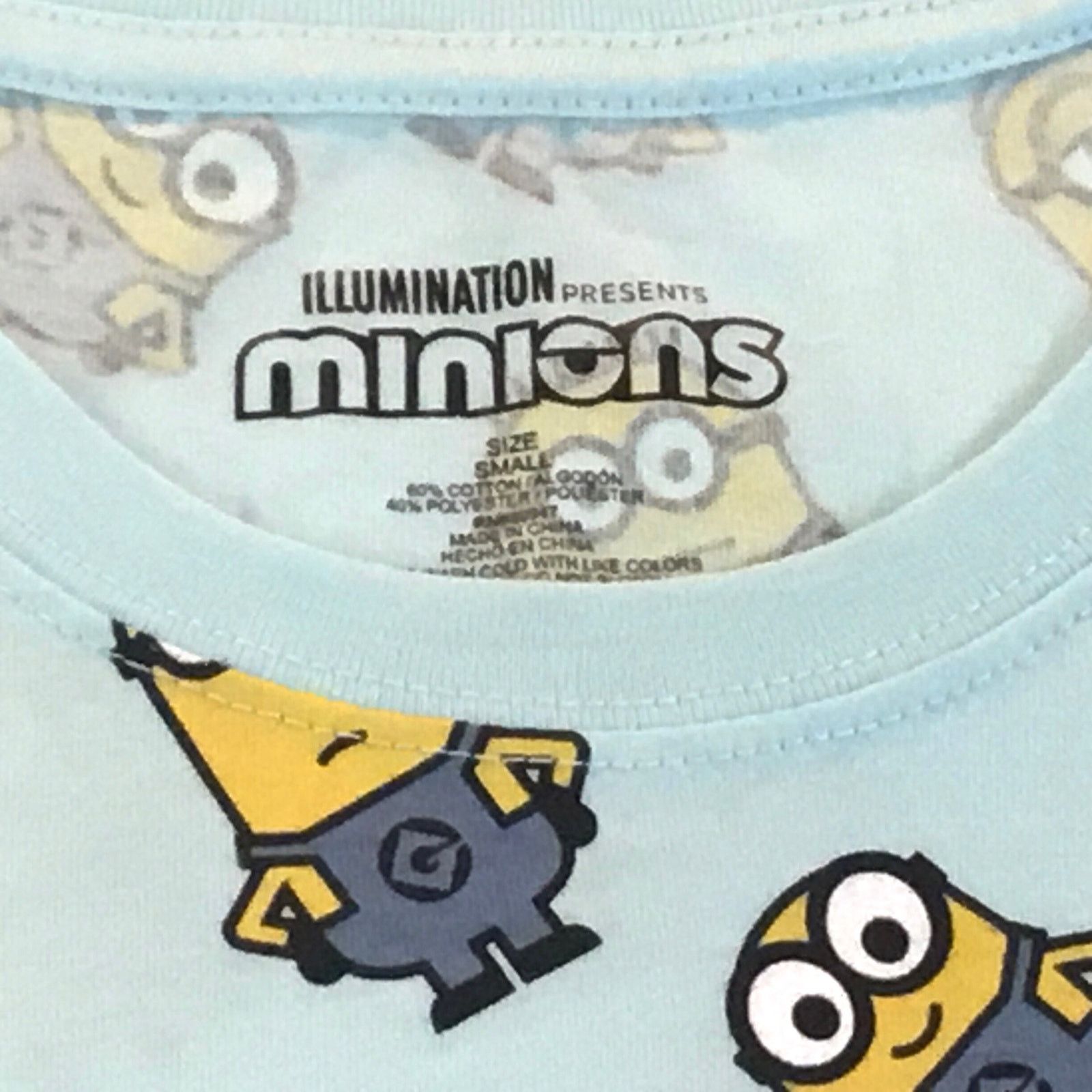 Other Minions T-Shirt Blue Scattered Print Characters Small NWT Size S / US 4 / IT 40 - 3 Thumbnail