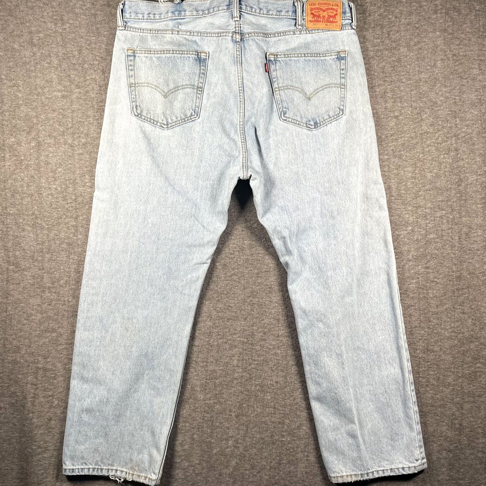 Levi's Levi's 505 Jeans Mens 41x30 Light Wash Blue Straight Regular Fit Denim Size US 42 / EU 58 - 3 Thumbnail