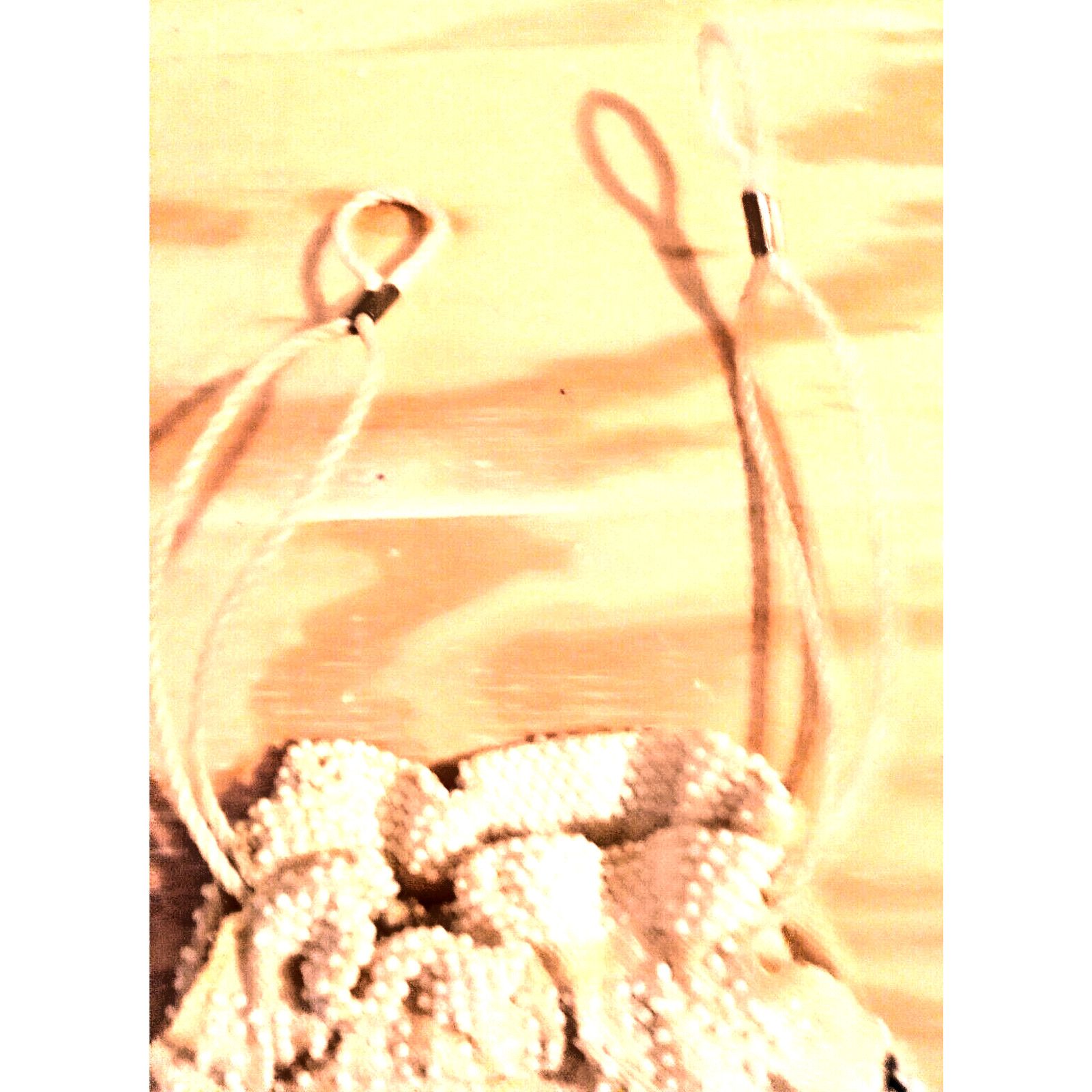 The Unbranded Brand 50s Navy/Wte Fringe Bead Eve. Bag Drawstring Polycord Handle Size ONE SIZE - 5 Thumbnail