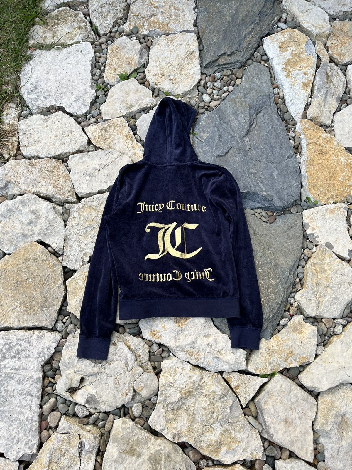 Juicy Couture × Vintage Vintage Juicy Couture y2k velvet black label zip hoodie gold Size L / US 10 / IT 46 - 1 Thumbnail