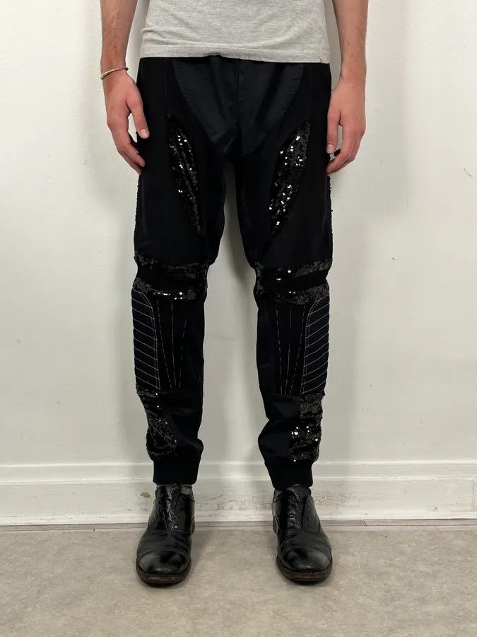 Iceberg 2000s Iceberg Black Cotton Sequin Biker Pants Size US 30 / EU 46 - 2 Thumbnail
