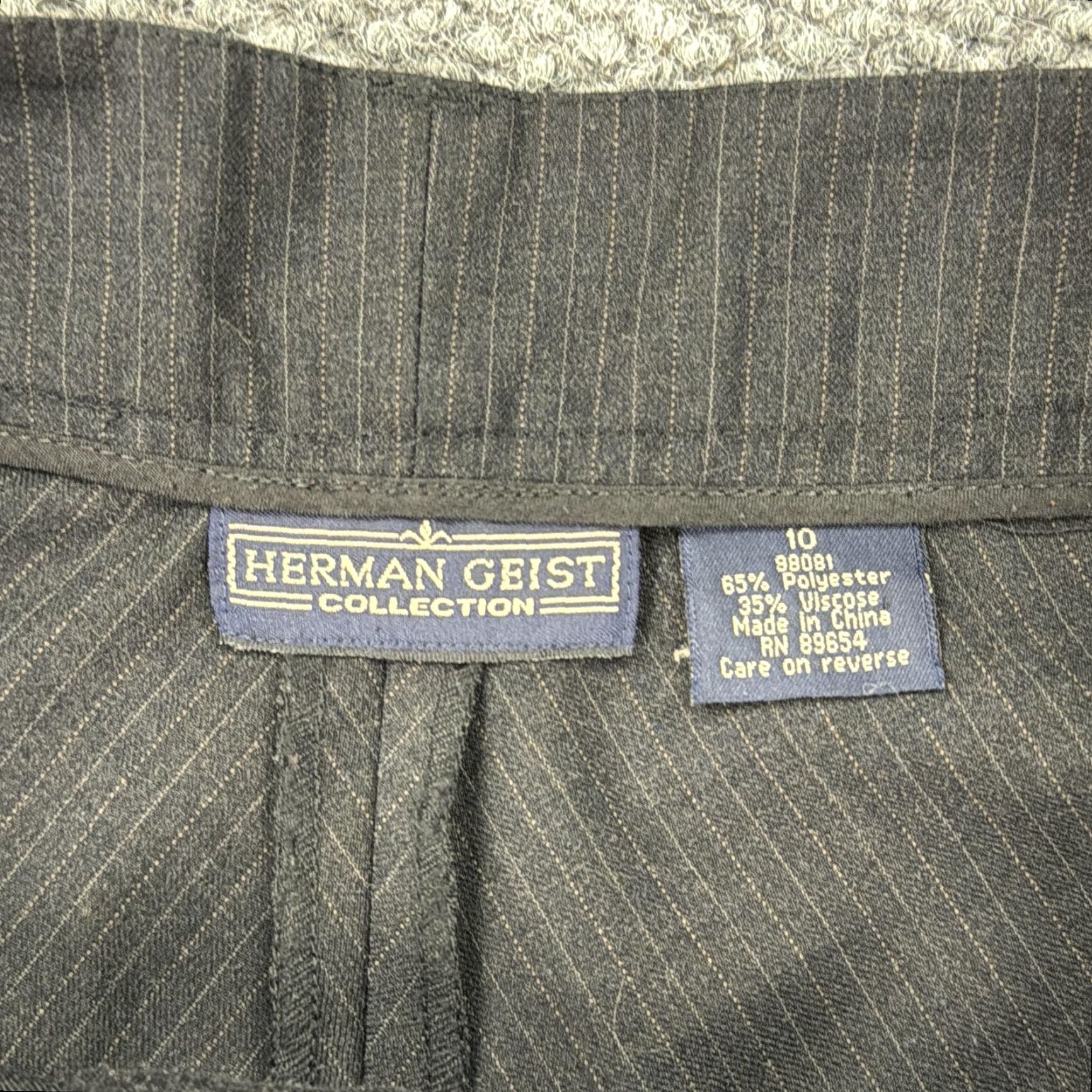 Vintage Herman Geist Skirt Womens 10 Brown Pinstripe A Line High Low Midi Career Office Size 32" / US 10 / IT 46 - 4 Thumbnail