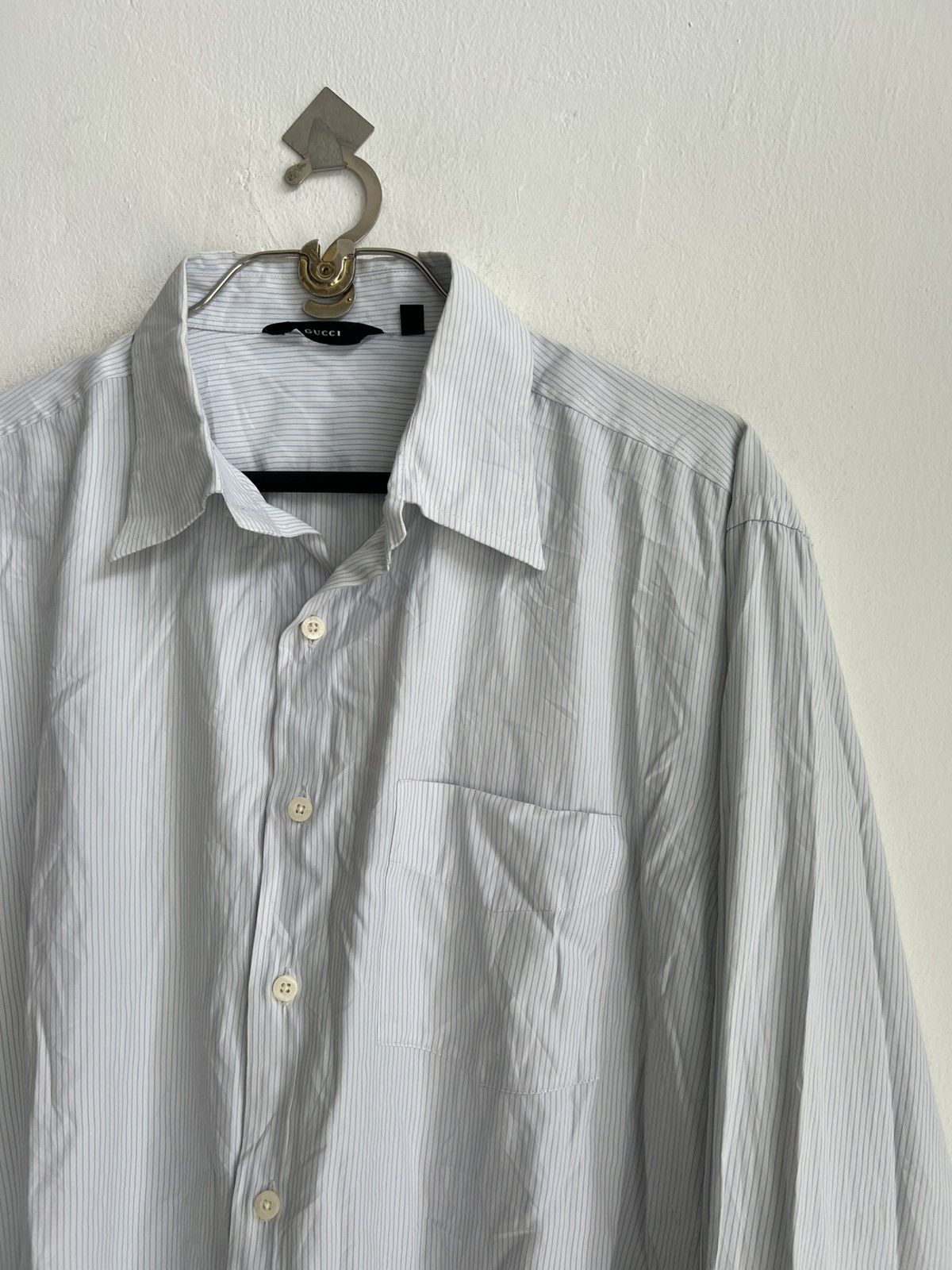 Gucci Gucci Tom Ford Eras White Pinstriped Gentleman Button Shirt Size US XL / EU 56 / 4 - 3 Thumbnail