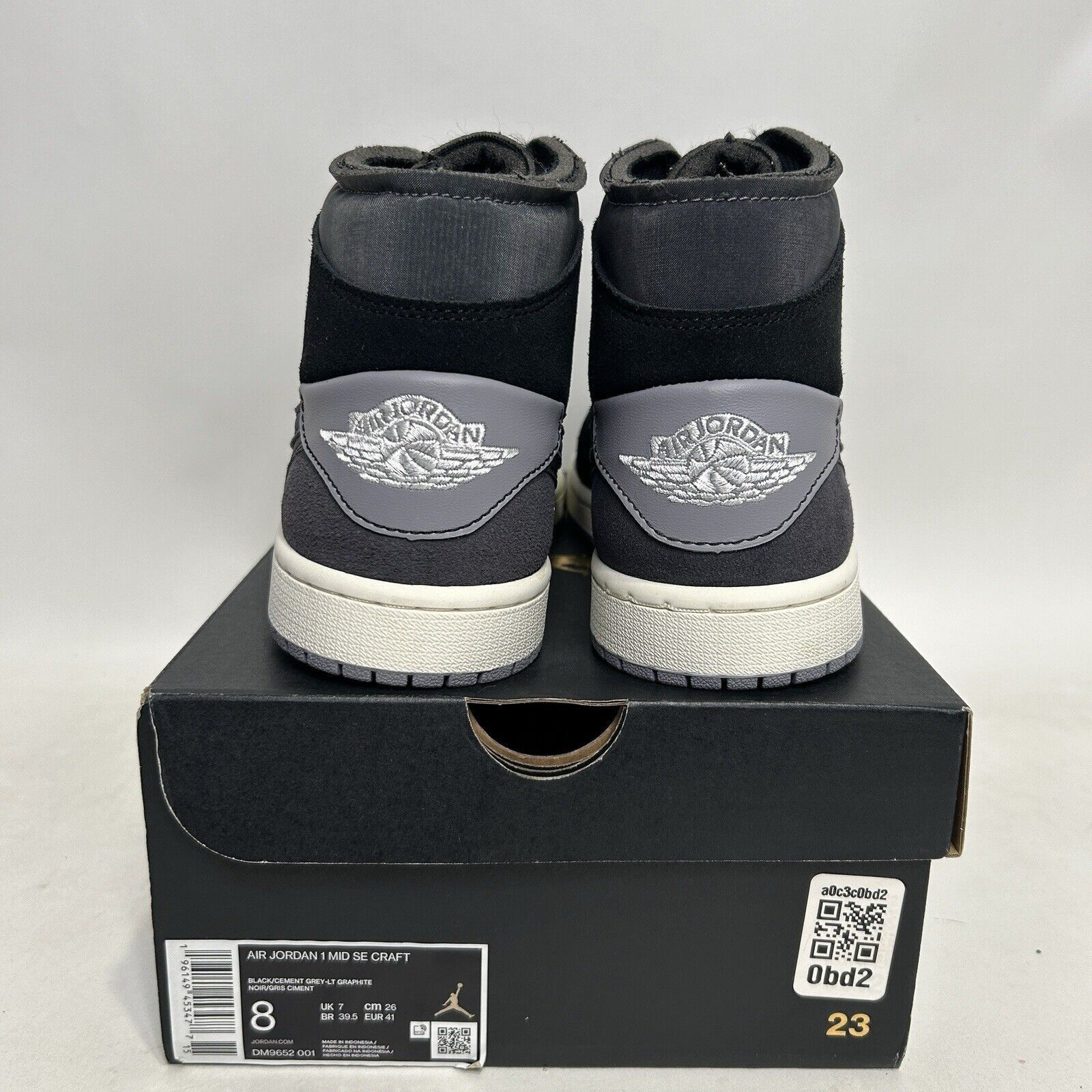 Nike Nike Air Jordan 1 Mid Craft Inside Out “Black Cement Grey” Size US 8 / EU 41 - 4 Thumbnail