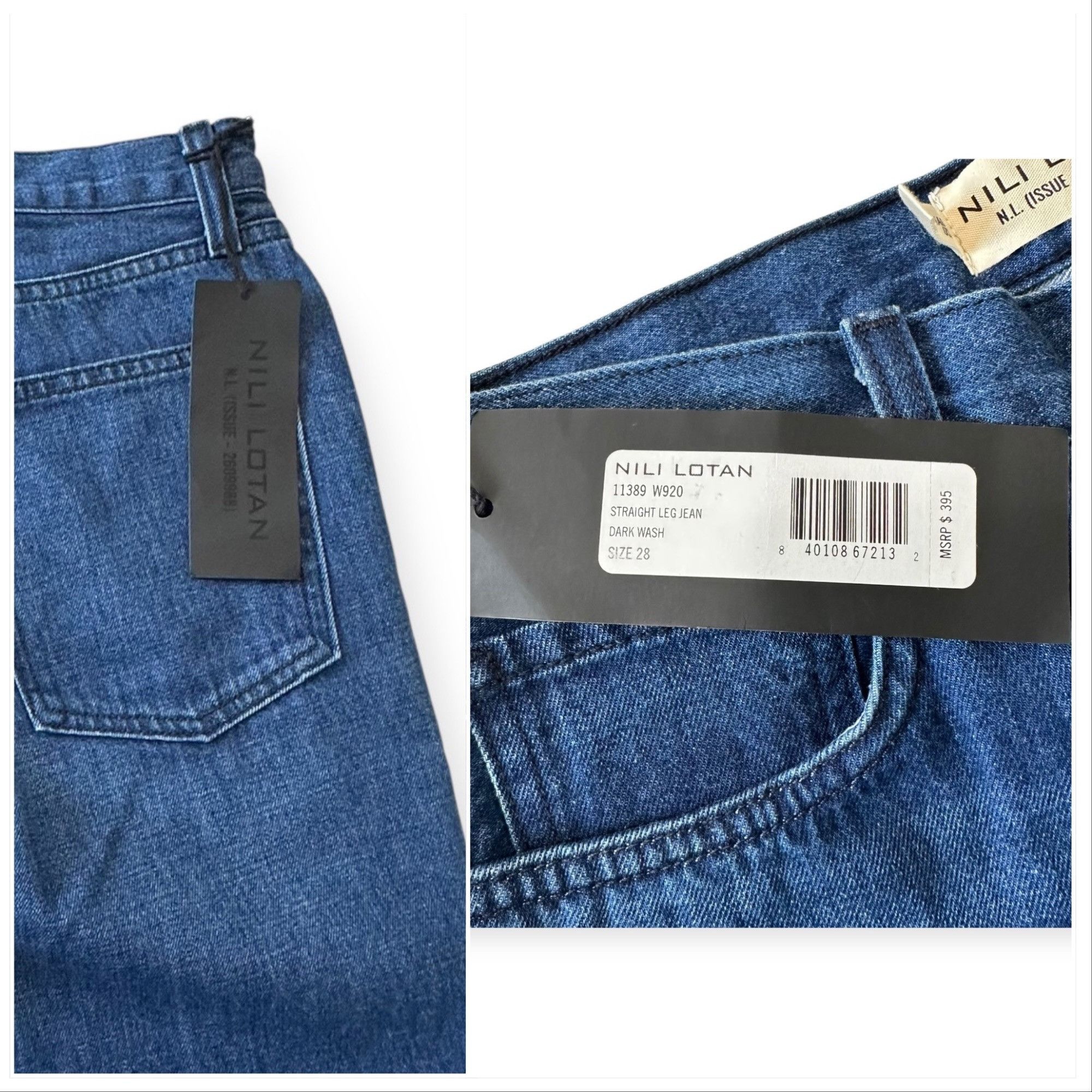 Nili Lotan Nili Lotan Straight Leg Jeans Dark Wash Blue Denim Mid-Rise, Size 28" / US 6 / IT 42 - 4 Thumbnail