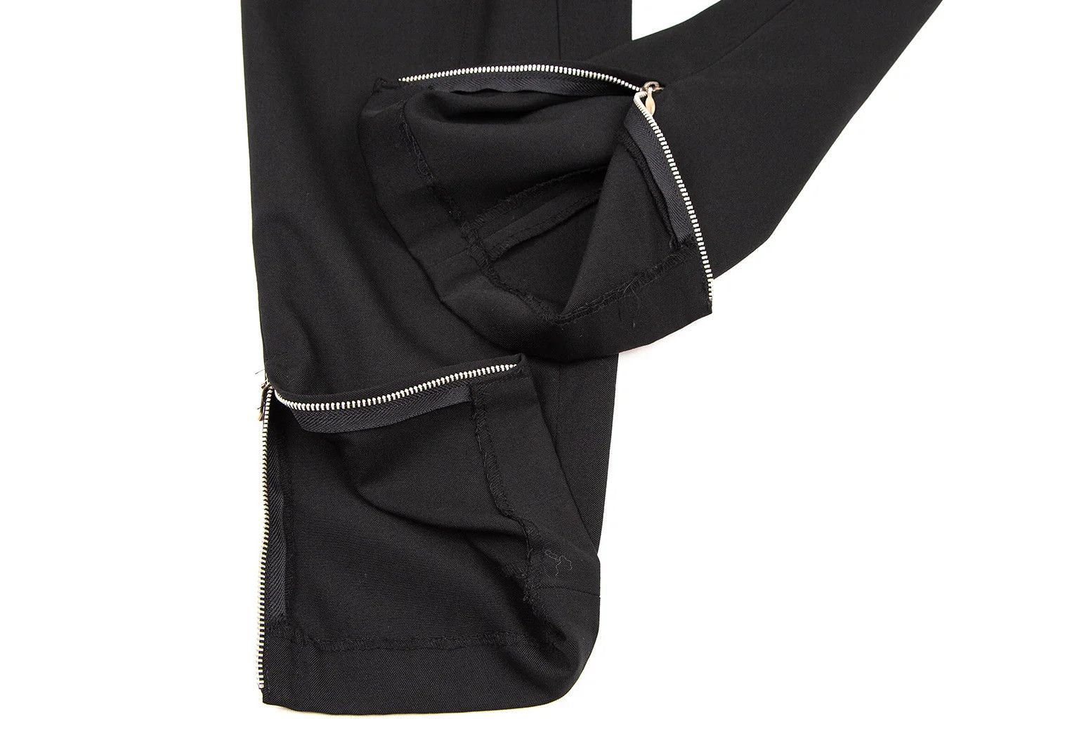 Jean Paul Gaultier Junior Gaultier Black Gabardine Zip Knee Patch Pants Size US 34 / EU 50 - 8 Thumbnail
