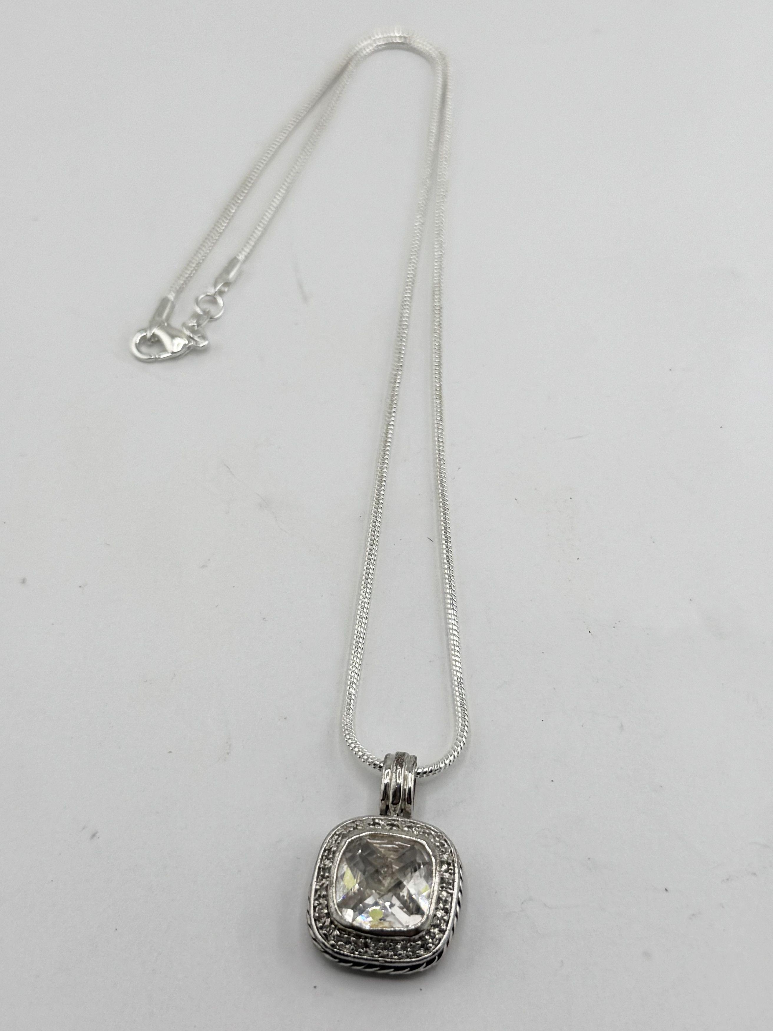 Vintage Vintage sterling silver CZ Stone charm necklace Size ONE SIZE - 2 Thumbnail