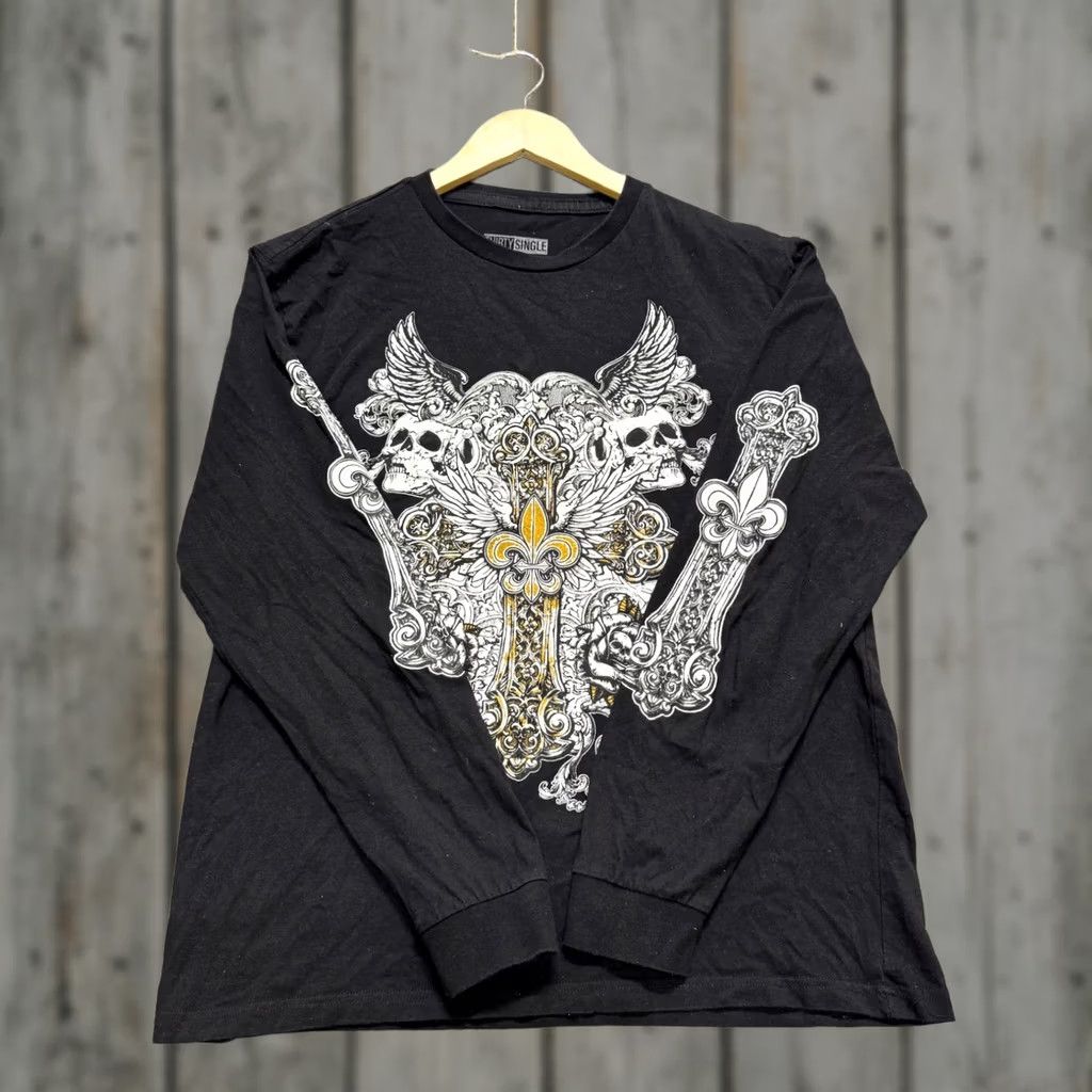 The Unbranded Brand Y2K Thirty Single Long Sleeve Shirt Men Large Skeletons Cotton Blend Grunge Black - The Unbranded Brand, Regular, Mens Size US L / EU 52-54 / 3 - 1 Thumbnail