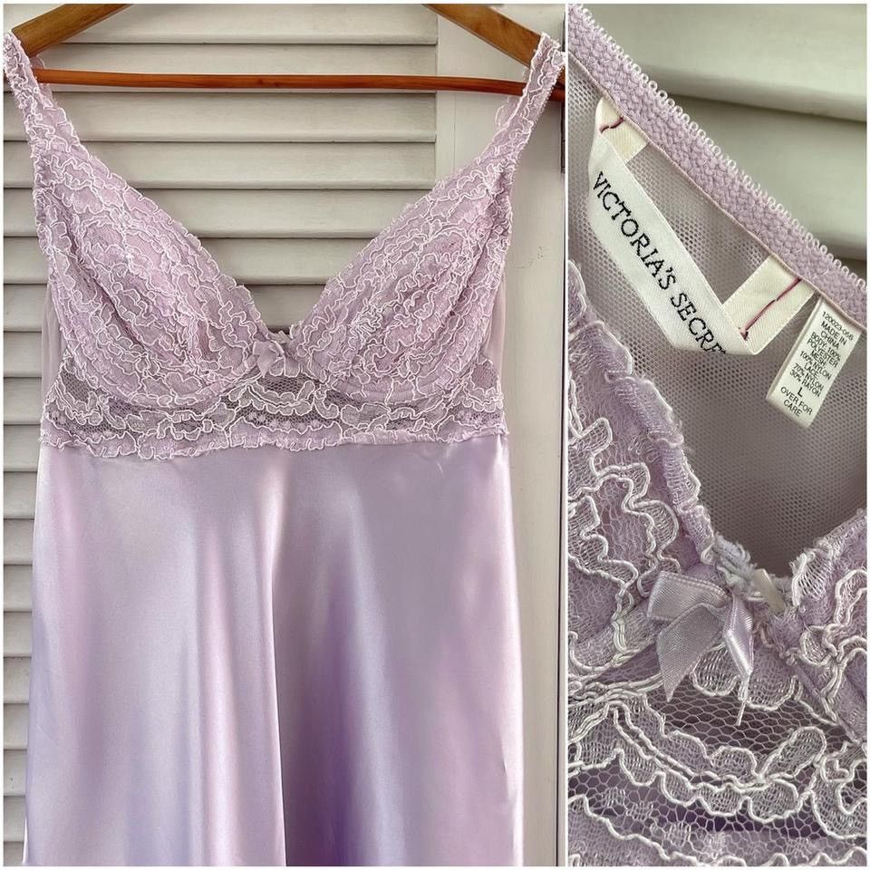 Victoria's Secret × Vintage Vintage VS Lavender Satin Dress (M-L) Size L / US 10 / IT 46 - 4 Thumbnail