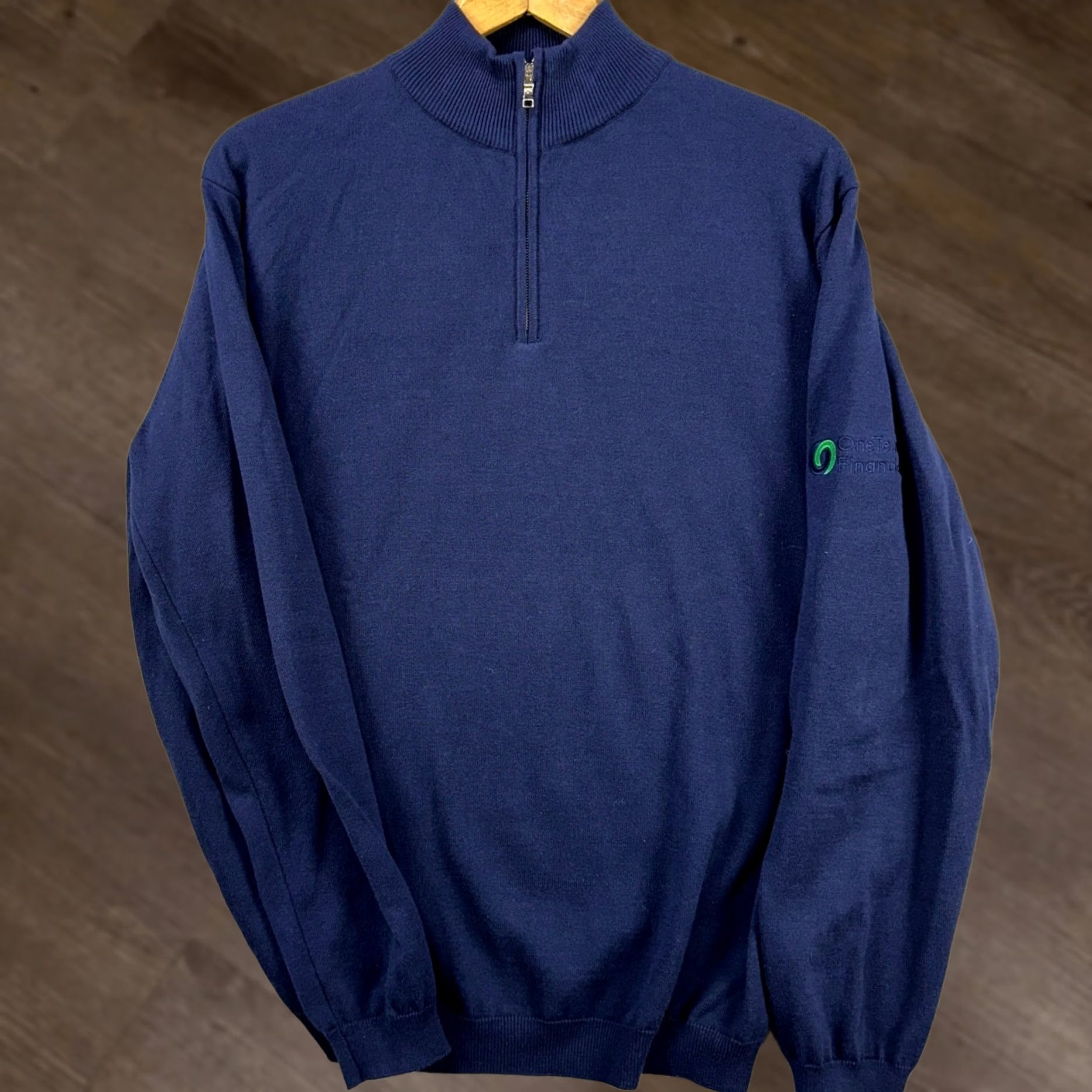 Vintage Harlestons Sweater Pullover Mens Large Blue Knit Quarter Zip Long Sleeve Logo Size US L / EU 52-54 / 3 - 1 Thumbnail