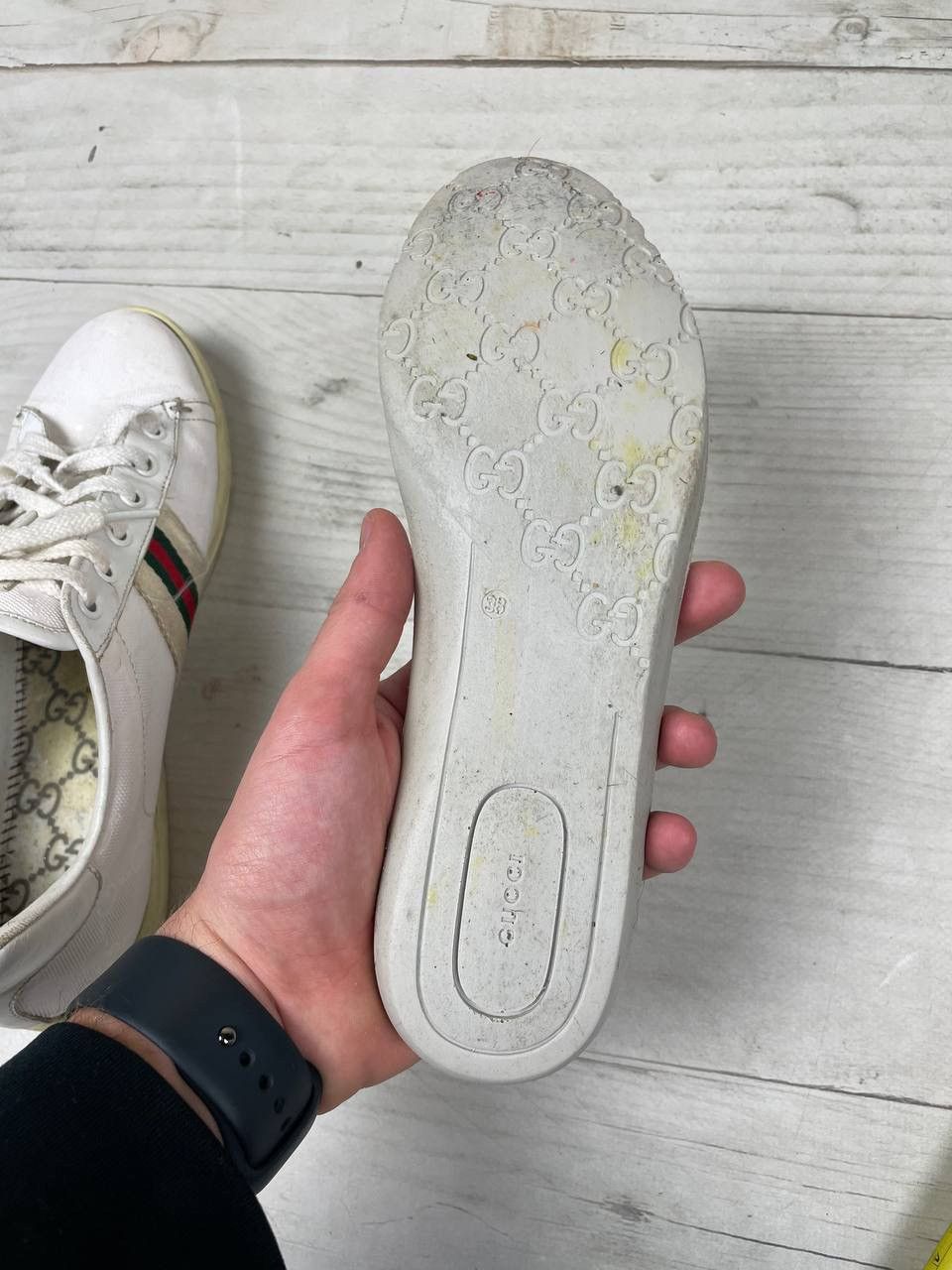 Gucci Gucci Guccissima Leather and Canvas Web Detail Sneakers Size US 8 / IT 38 - 20 Thumbnail
