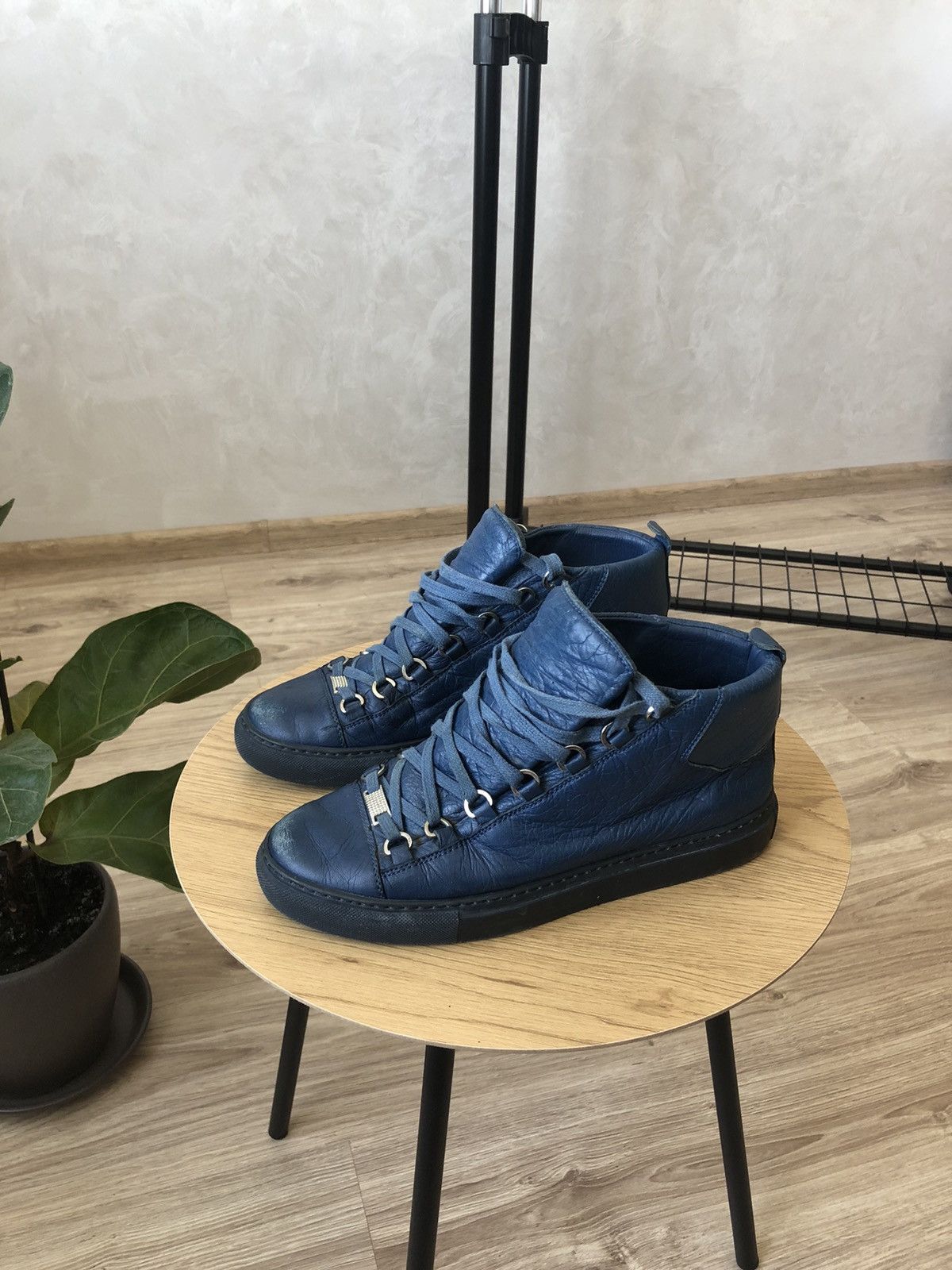 Balenciaga Balenciaga Arena Blue Leather High Top Sneakers Grailed