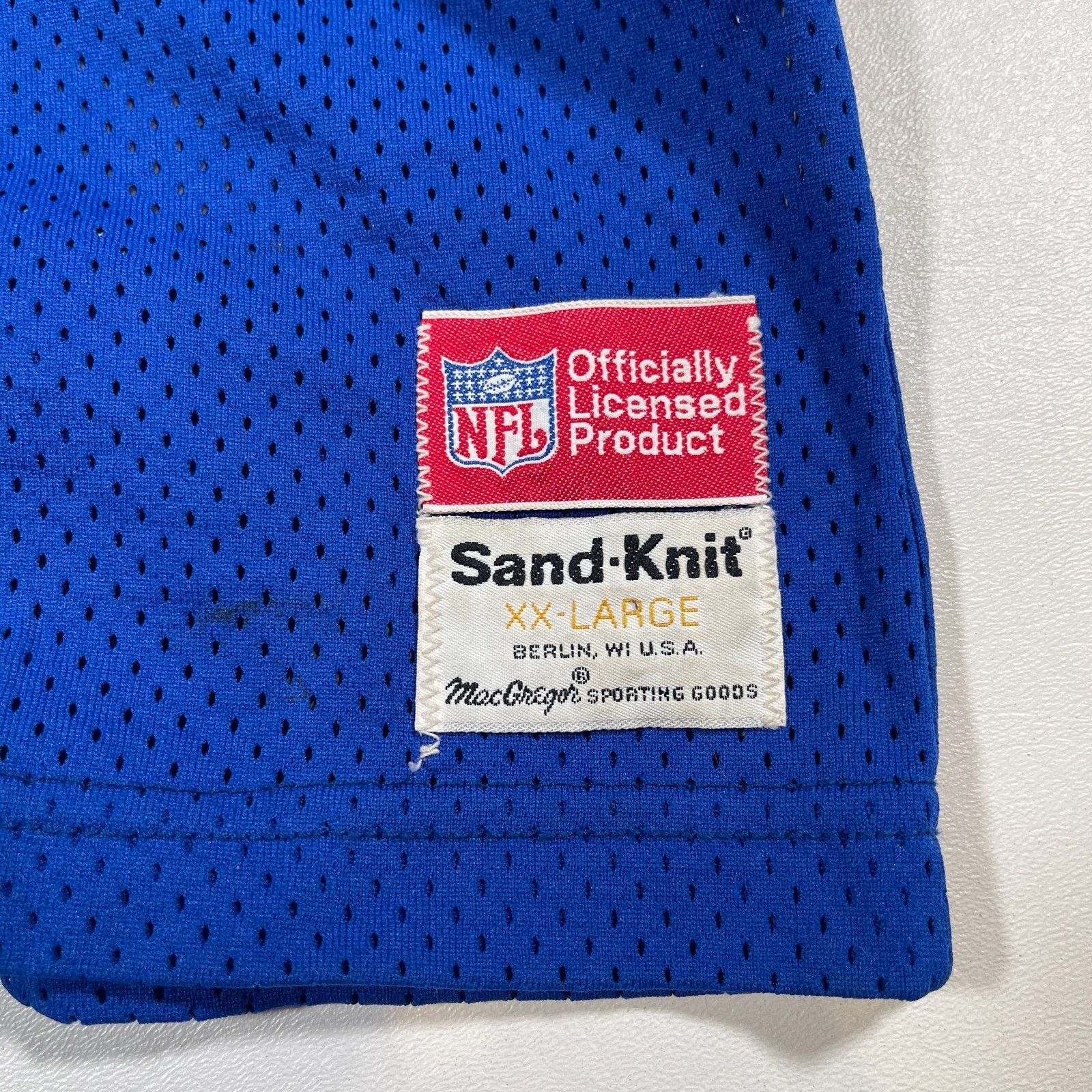 NFL × Vintage VINTAGE 90s Sand Knit NFL St Louis Rams 64 Blue Jersey Size US XXL / EU 58 / 5 - 5 Thumbnail