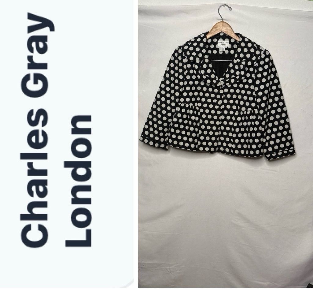 The Unbranded Brand Charles Gray London VINTAGE polka dot black white jacket Sm Size S / US 4 / IT 40 - 1 Thumbnail