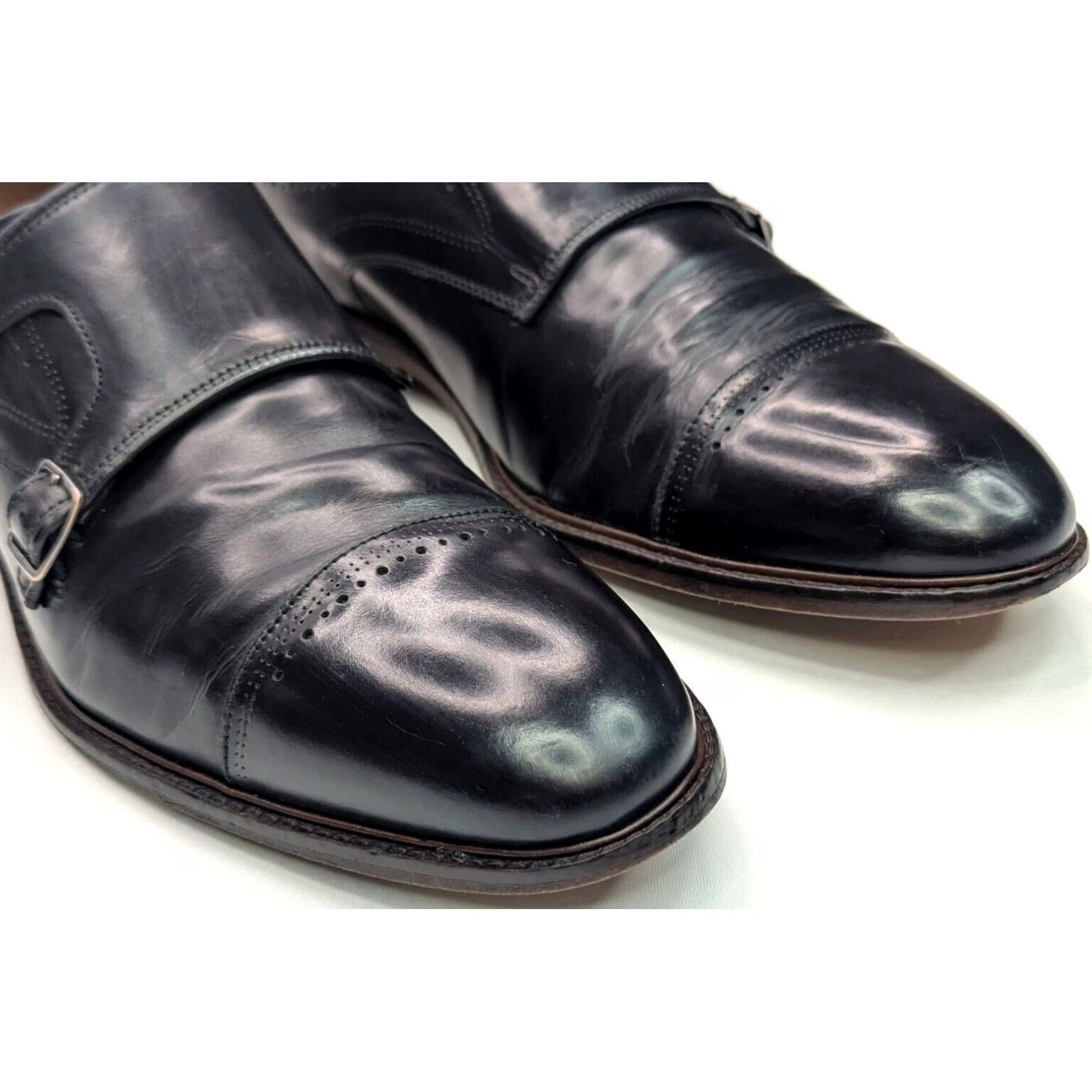Johnston & Murphy Johnston & Murphy Monk Strap Double Buckle Cap Toe Loafer Mens 9.5 Black Size ONE SIZE - 2 Thumbnail