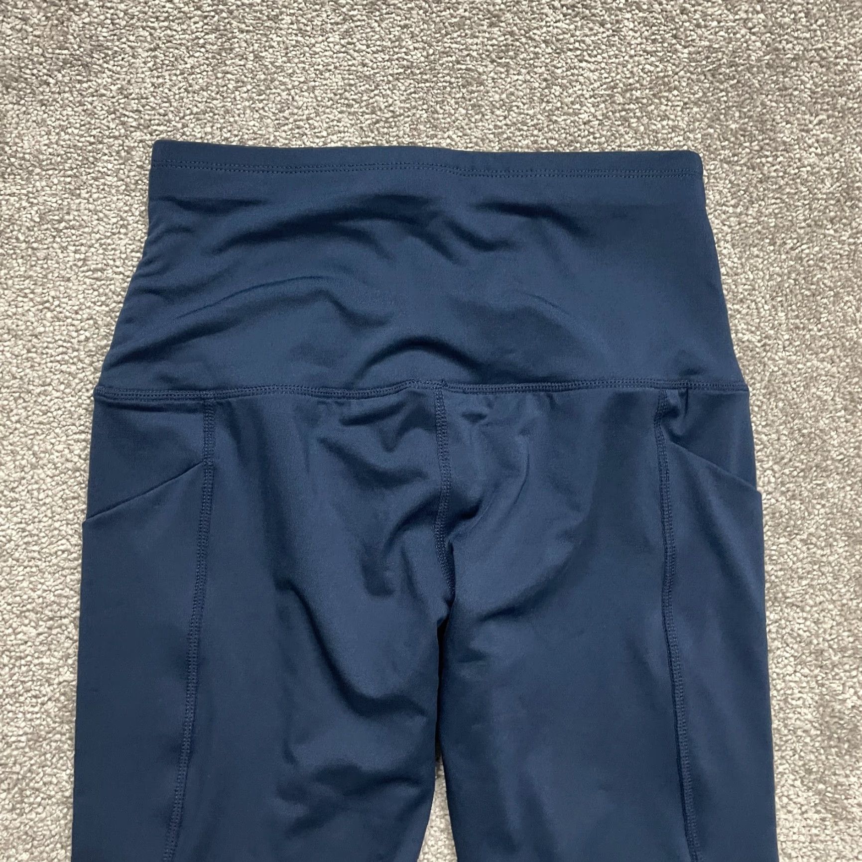 Vintage Unbranded Compression Leggings Womens Medium Navy Blue Pocket Athletic Gym 24x19 Size 32" / US 10 / IT 46 - 3 Thumbnail