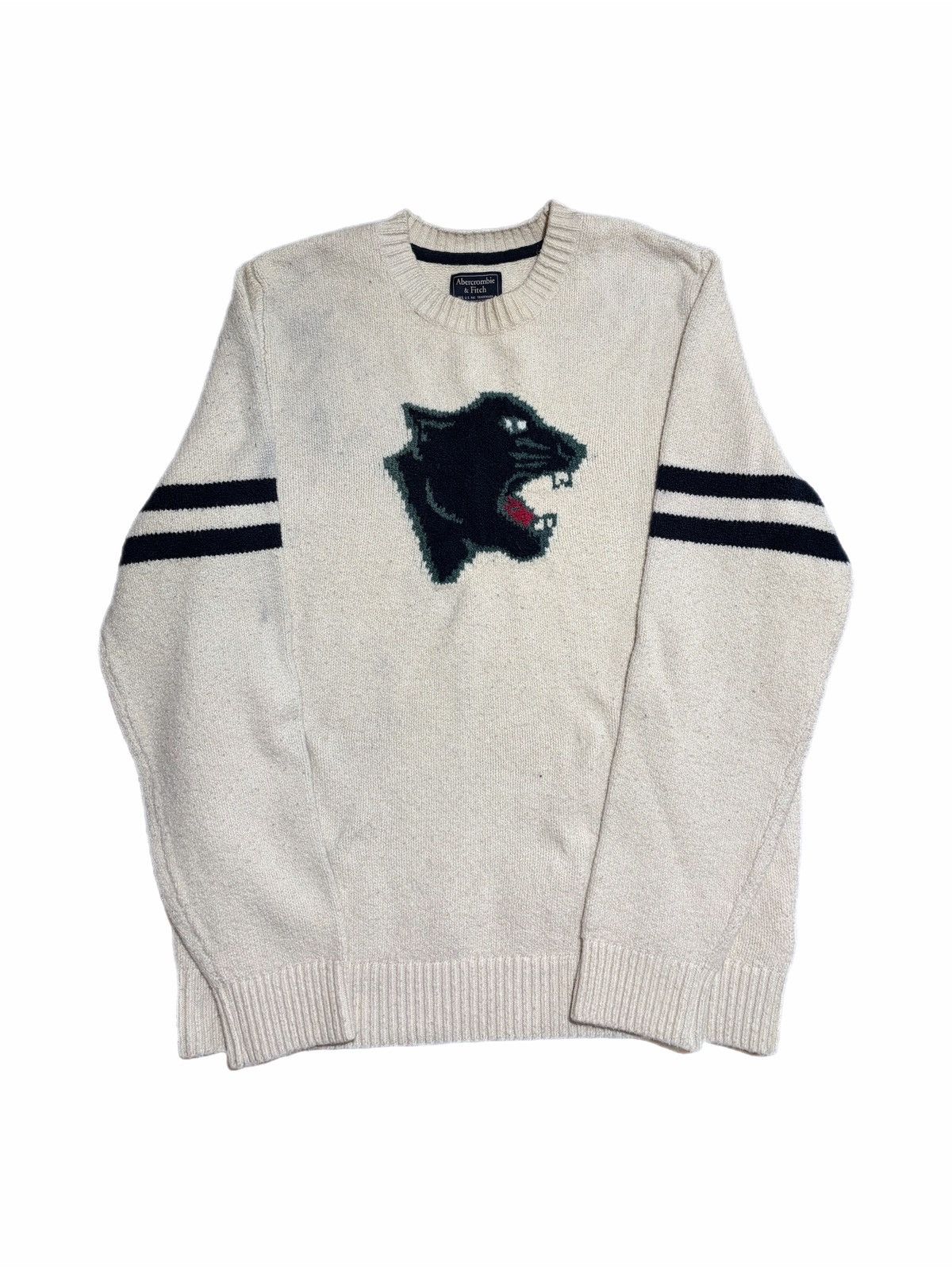 Abercrombie & Fitch Abercrombie & Fitch Sweater Mens XL White Panther Graphic Size US XL / EU 56 / 4 - 1 Thumbnail