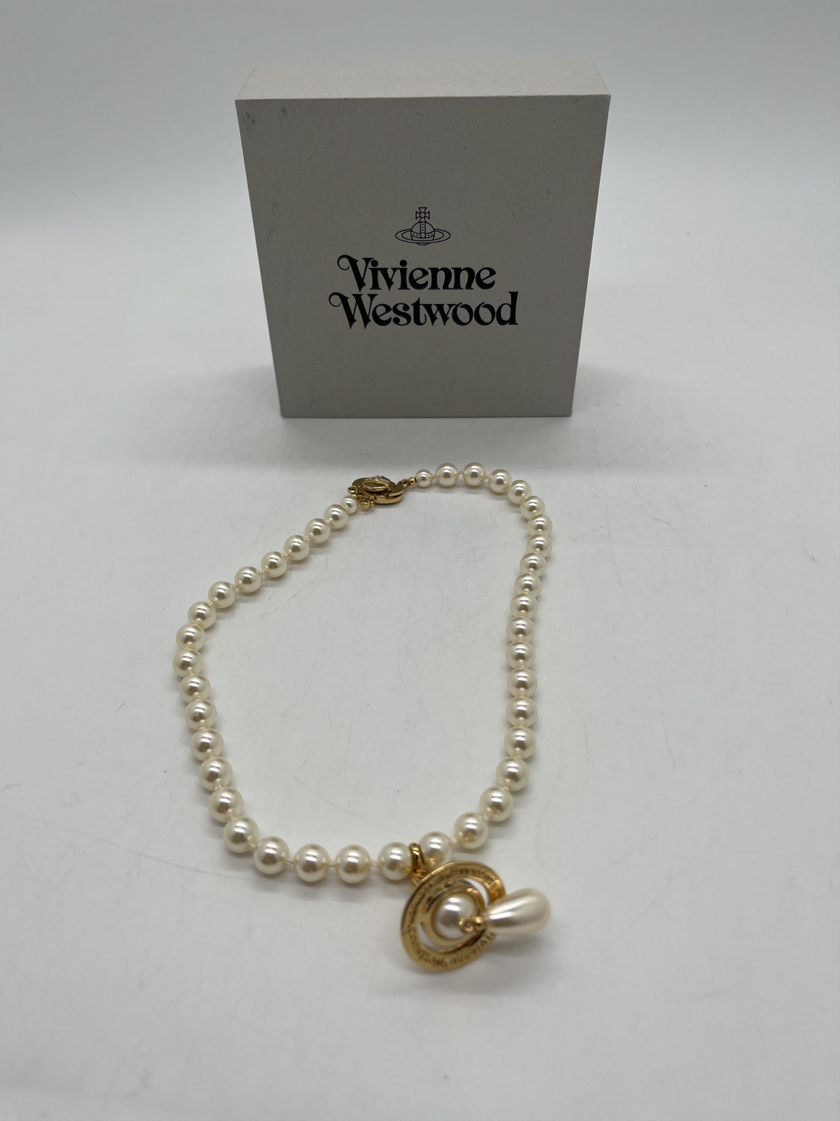 Vivienne Westwood Pearl Orb Logo Choker Necklace 