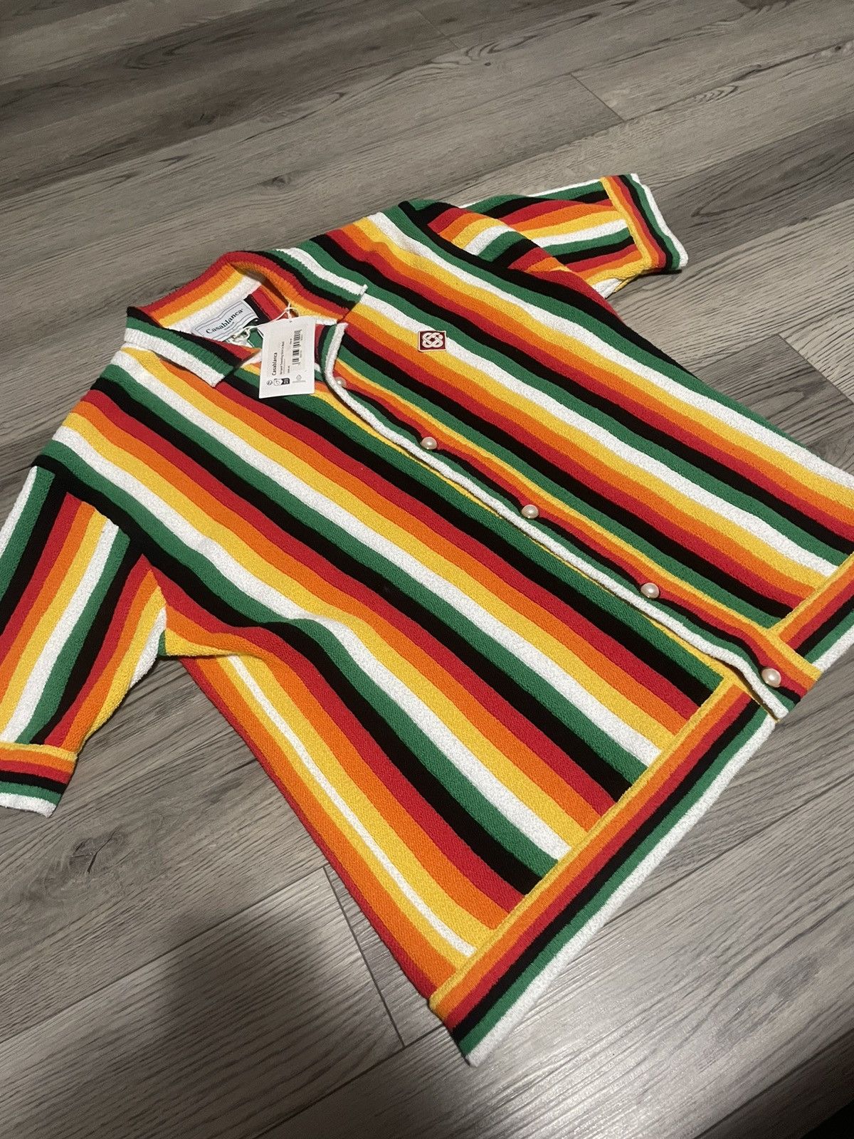 Casablanca striped toweling camp shirt