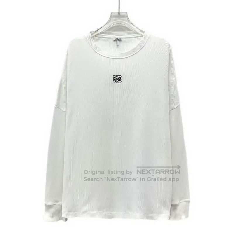 Loewe Loewe White Logo Embroidered Cotton Crew Neck Long-Sleeve Size XS / US 0-2 / IT 36-38 - 1 Thumbnail