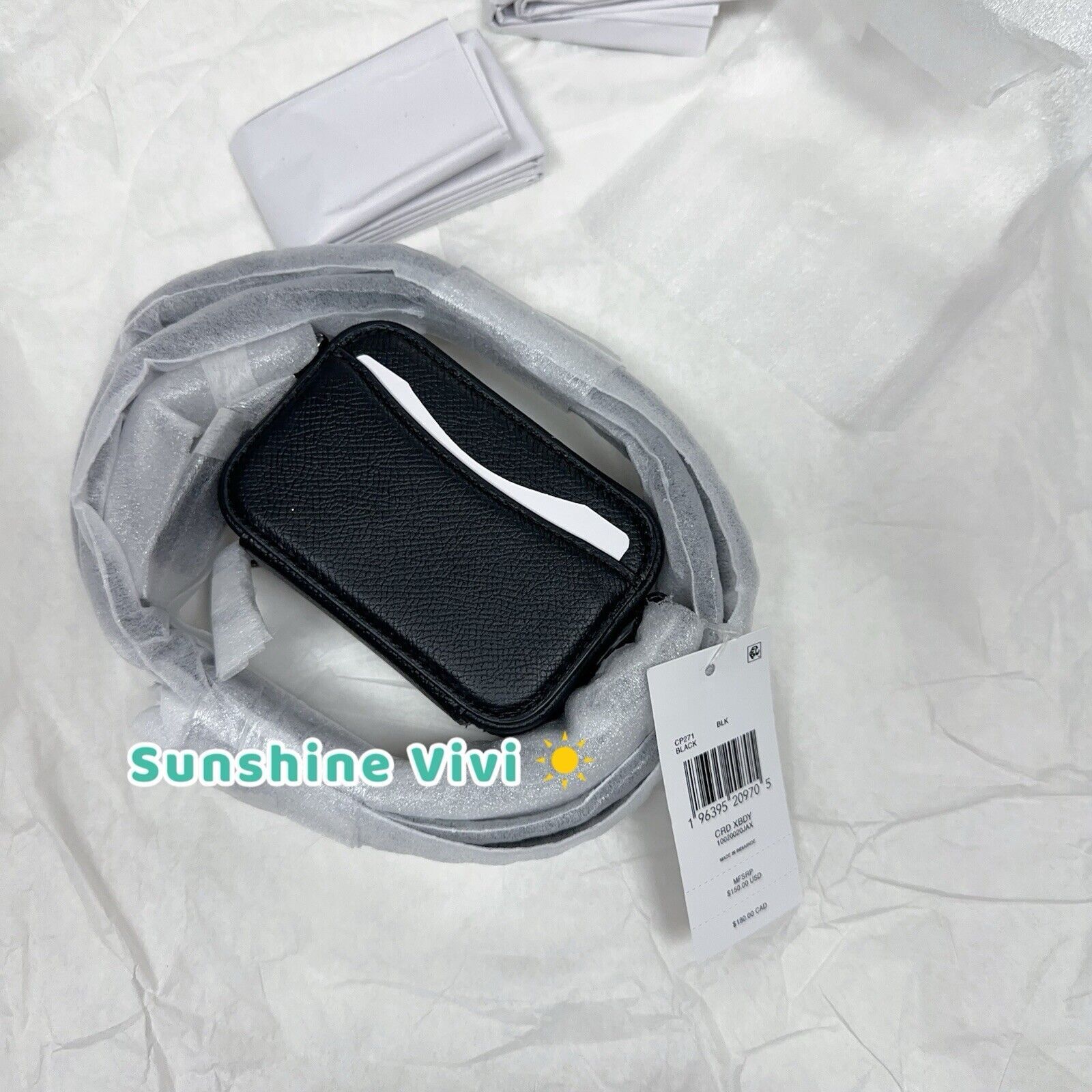 Coach NWT Coach Mini Crossbody Black Crossgrain CP271 Cards Size ONE SIZE - 7 Thumbnail