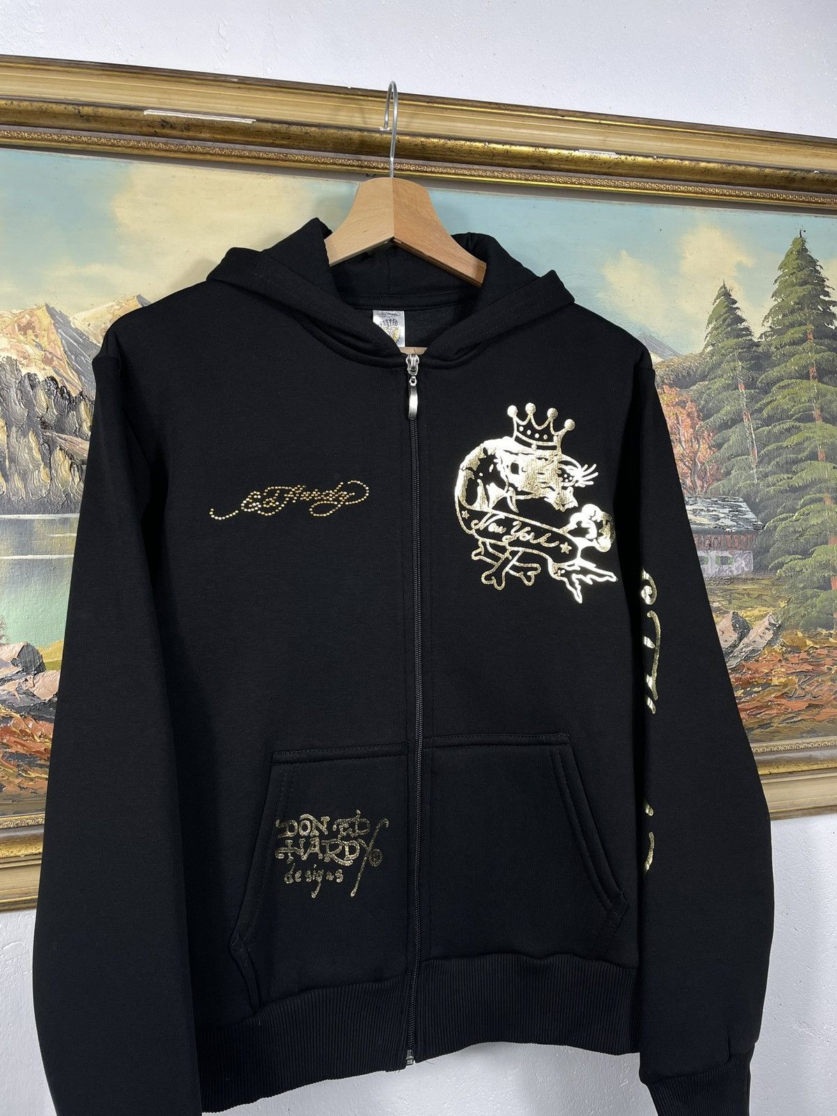 Christian Audigier × Ed Hardy × Vintage Ed Hardy Retro 00s Hoodie Sweatshirt Affliction Grunge Size M / US 6-8 / IT 42-44 - 5 Thumbnail