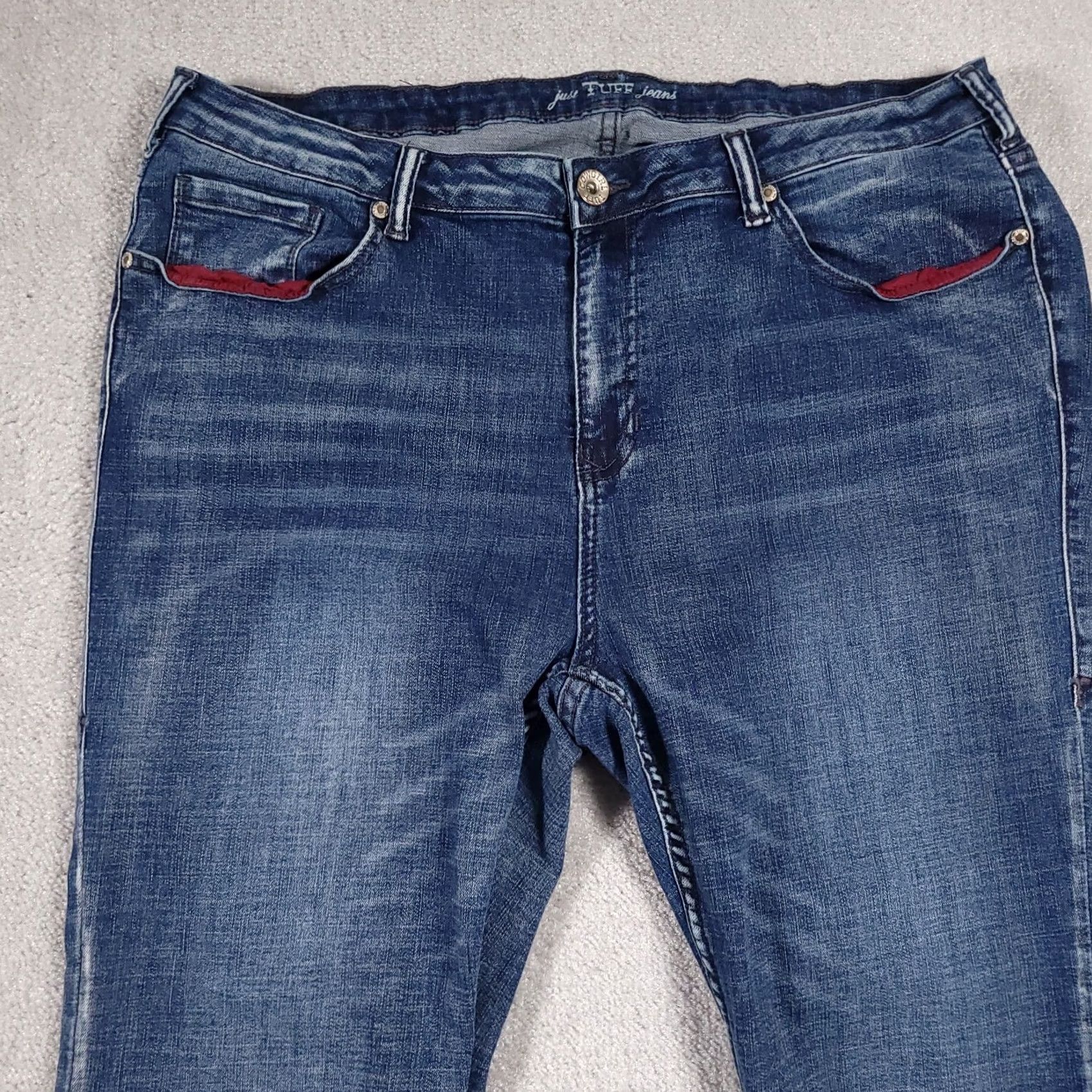 Vintage Just Tuff Jeans Women's Blue Jeans 38X33 Medium Wash High Rise Stretch Flared Denim 5-Pocket Regular Size 26" / US 2 / IT 38 - 3 Thumbnail