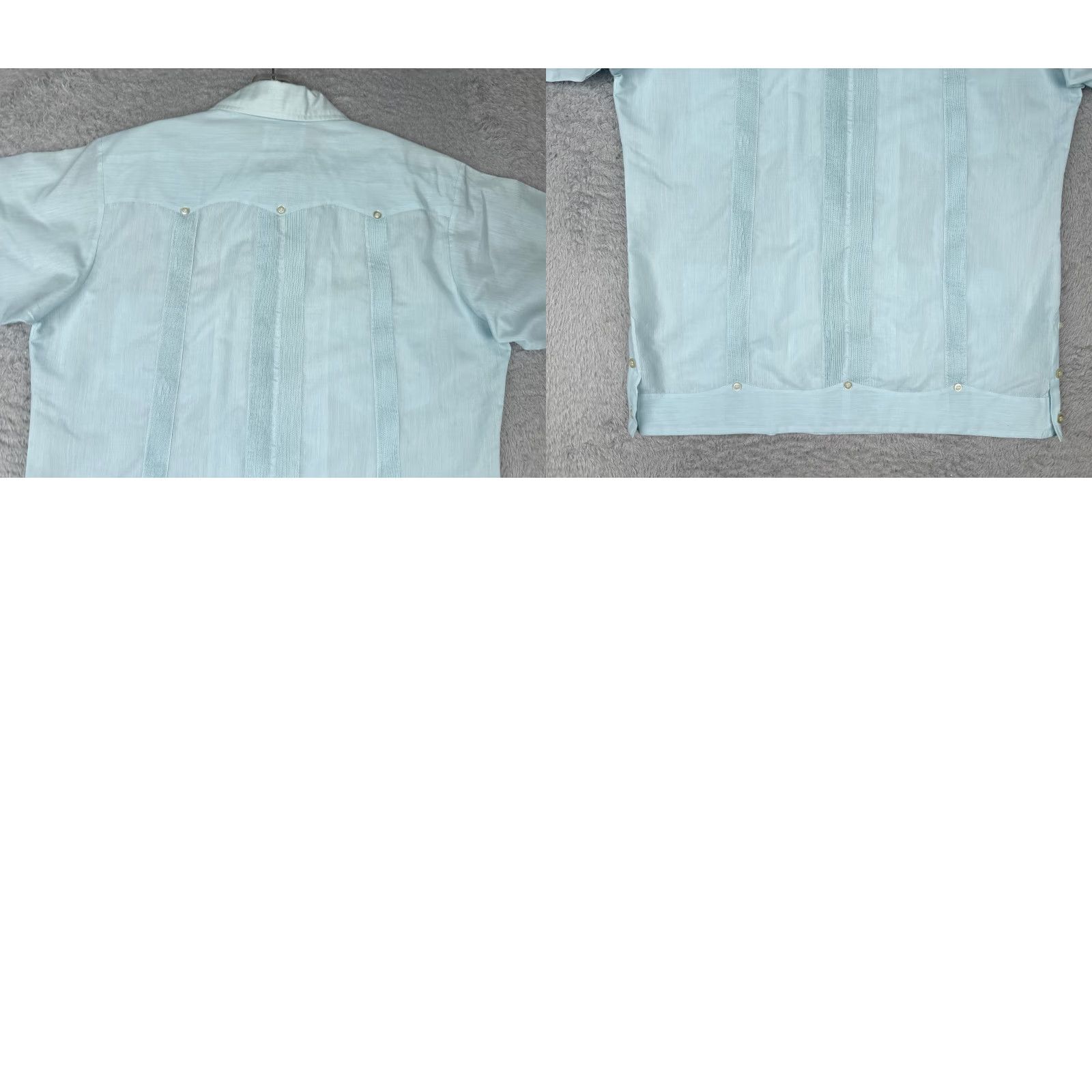 Vintage Guayabera Panamerican Shirt Men 40 Blue Short Sleeve 4 Pocket Cotton Blend Polyester Blend Button-Up Casual Vacation Aloha Beach 40 Men Size US L / EU 52-54 / 3 - 9 Thumbnail