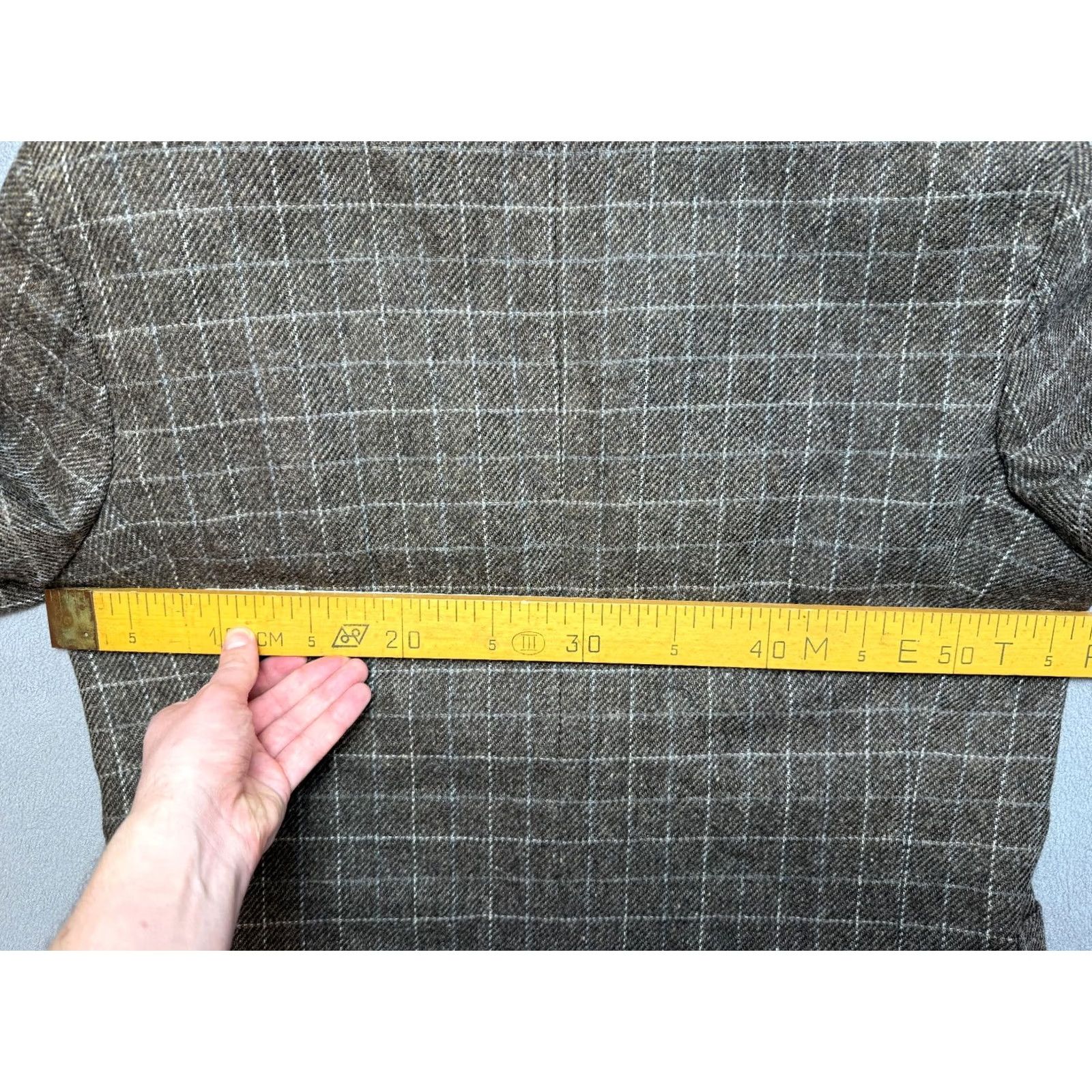 Vintage Navyboot Blazer Shirt Mens EU 54 Brown Plaid Wool 100 Super 100 Wool Jacket Check Tuxedo Adjusted Size 54R - 2 Thumbnail