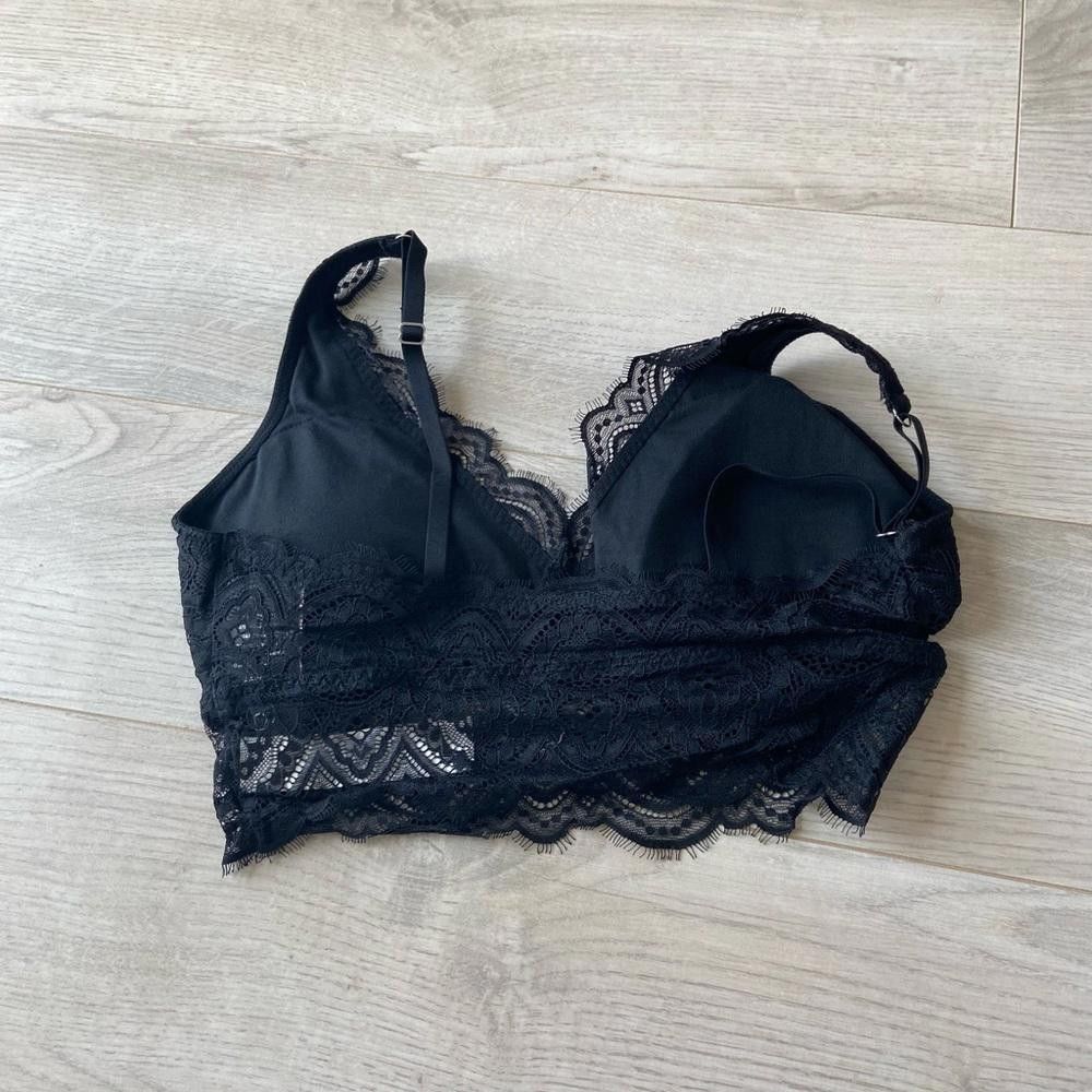 Designer Gilly Hicks Black Lace Padded Longline Bralette Size ONE SIZE - 3 Thumbnail