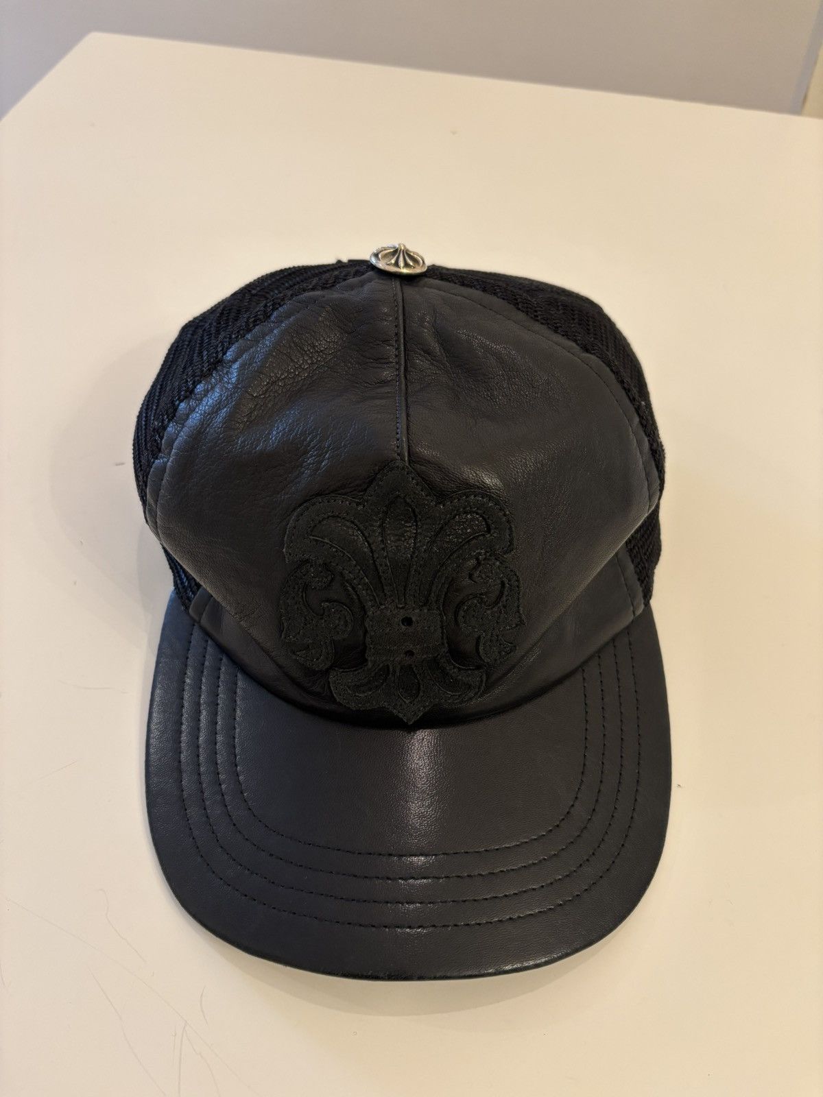 Chrome Hearts CHROME HEARTS LEATHER HAT FLEUR TRASHED Size ONE SIZE - 1 Thumbnail
