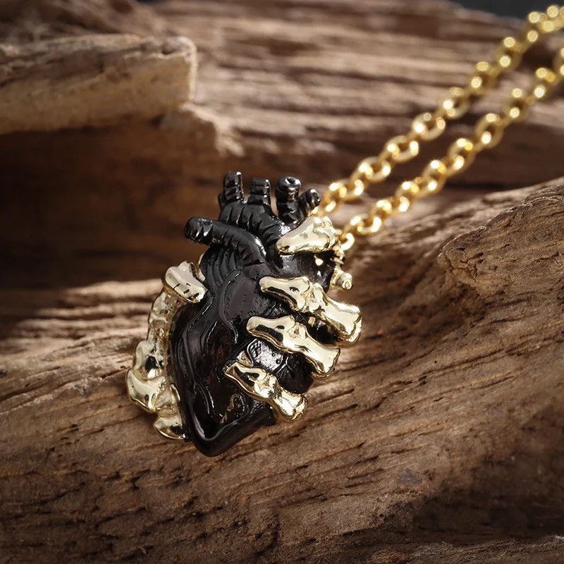 Jewelry Creative Gothic Skeleton Hand Heart Pendant Size ONE SIZE - 2 Thumbnail