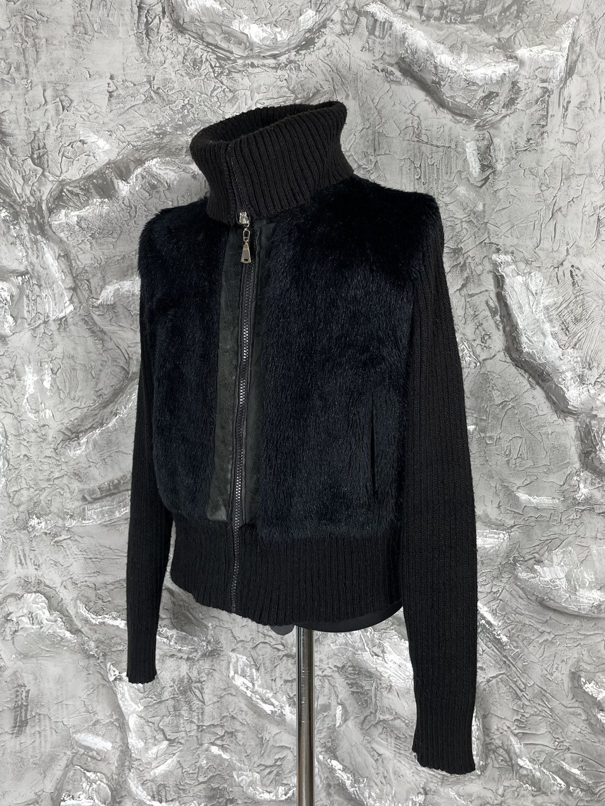 2000s Y2K Fur Knit Zip Jacket Hysteric LGB Japanese Style