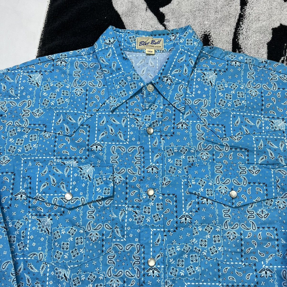 Japanese Brand Blue Ball Bandana Paisley long sleeve Western shirt Size US M / EU 48-50 / 2 - 2 Thumbnail