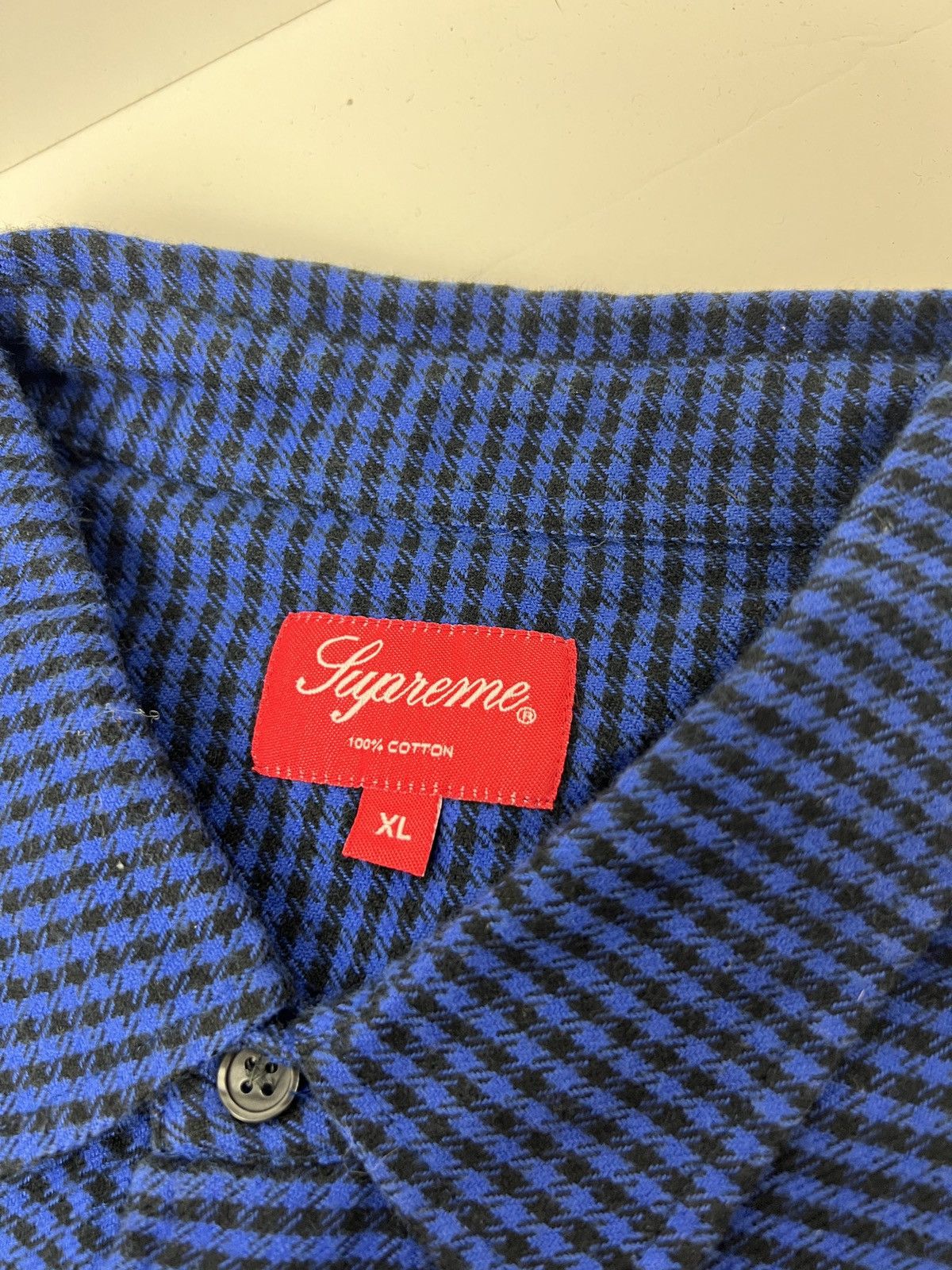 Supreme Houndstooth Royal Blue Button Up Down Shirt Size US XL / EU 56 / 4 - 3 Thumbnail