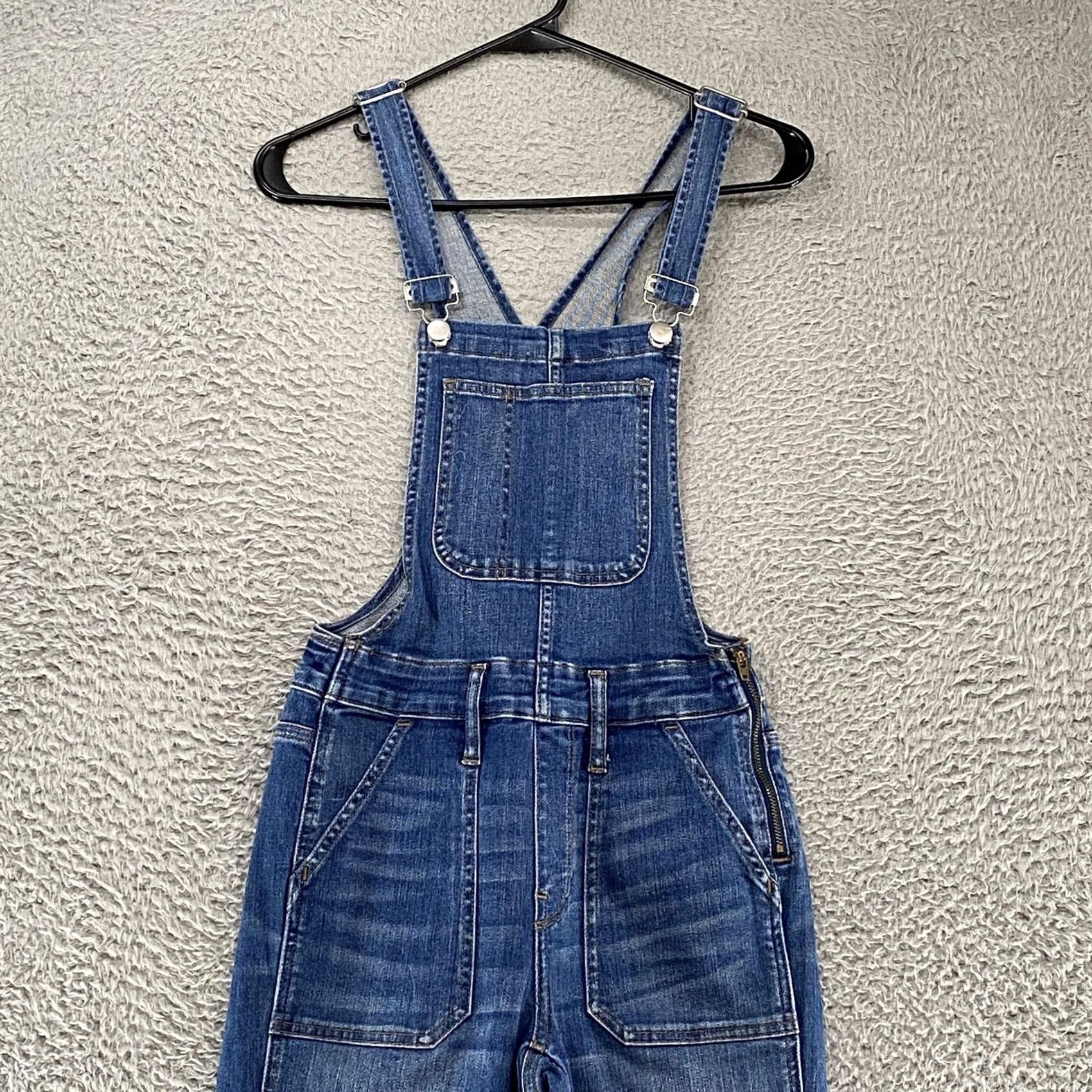 Madewell Madewell Overalls Womens XS Denim Blue Skinny Stretch Pockets Cotton Polyester Spandex Denim One-Piece Size 26" / US 2 / IT 38 - 2 Thumbnail